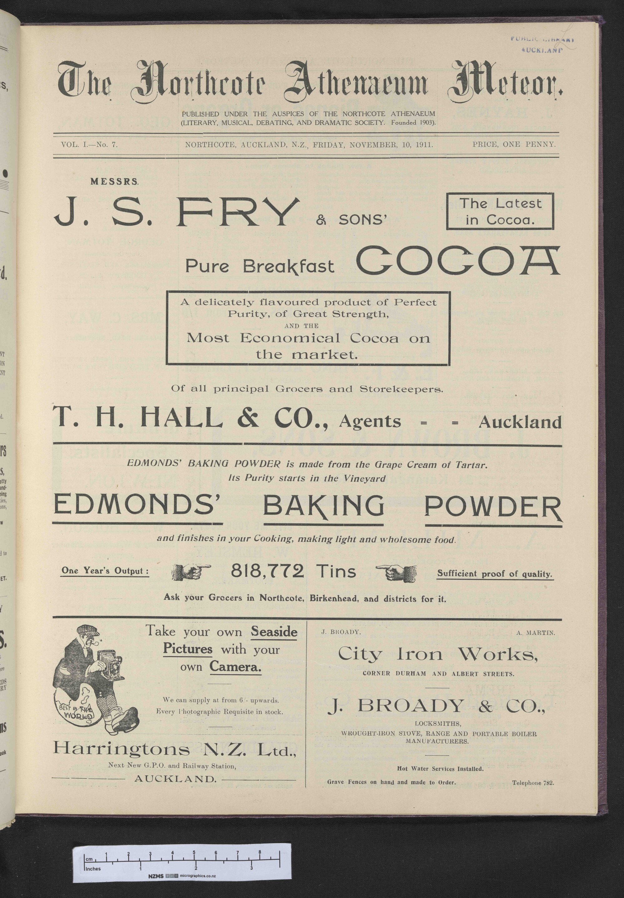 1911-11-10 Northcote Athenaeum Meteor