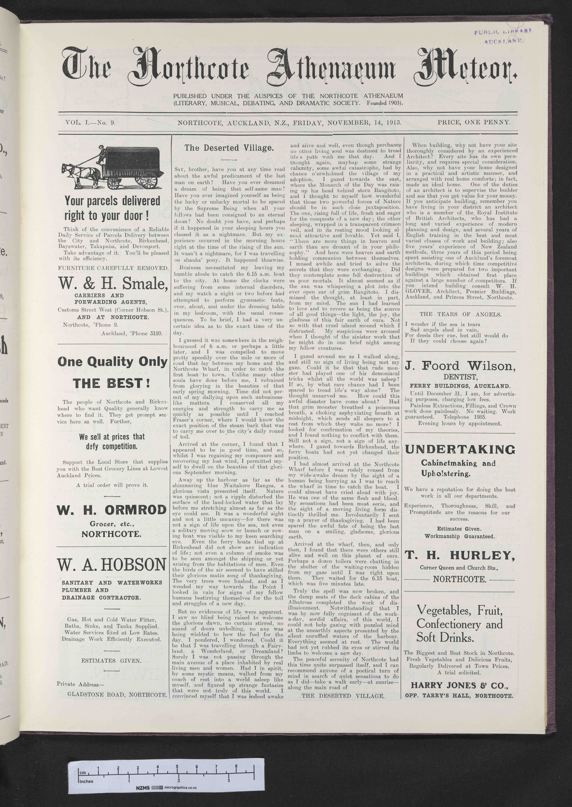 1913-11-14 Northcote Athenaeum Meteor