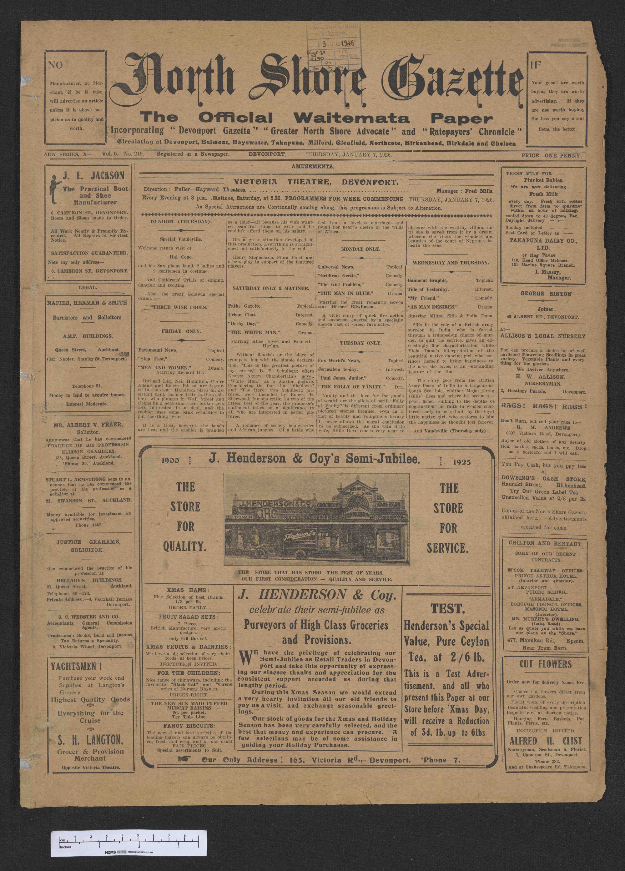 1926-01-07 North Shore Gazette