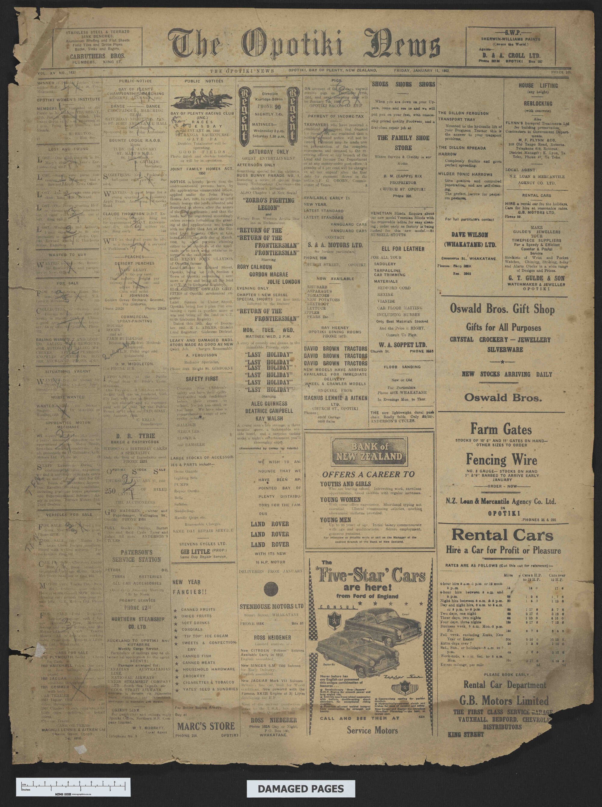 1952-01-11 Opotiki News