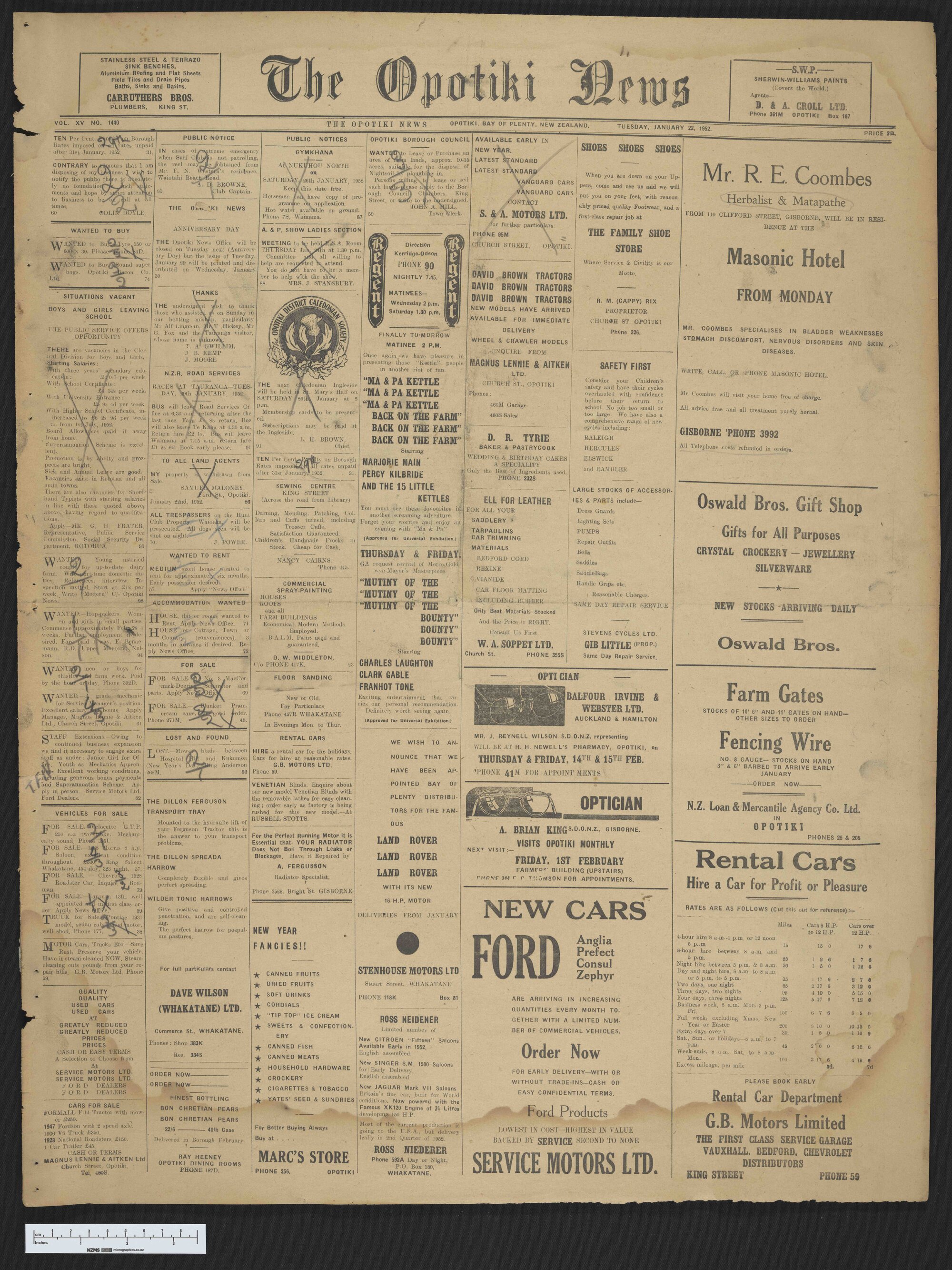 1952-01-22 Opotiki News