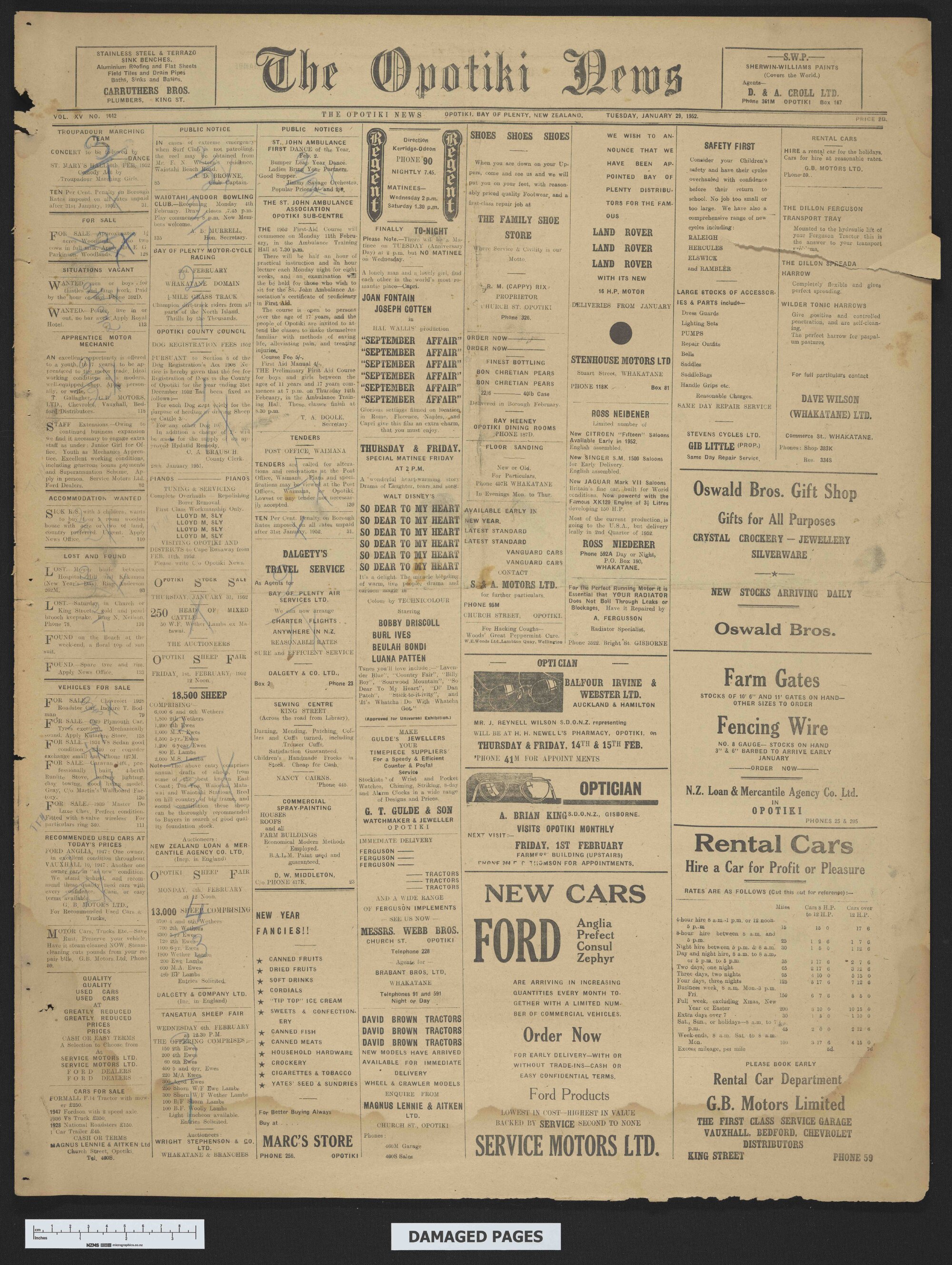 1952-01-29 Opotiki News