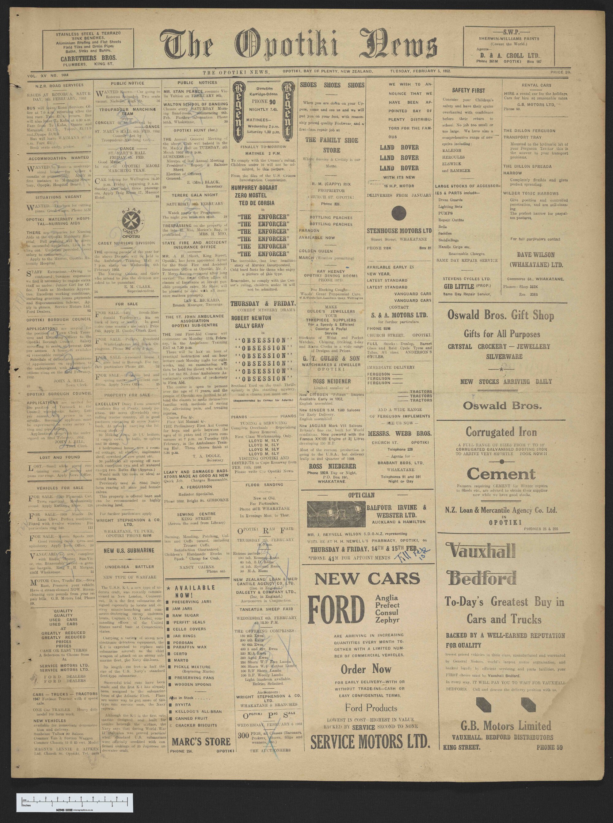 1952-02-05 Opotiki News