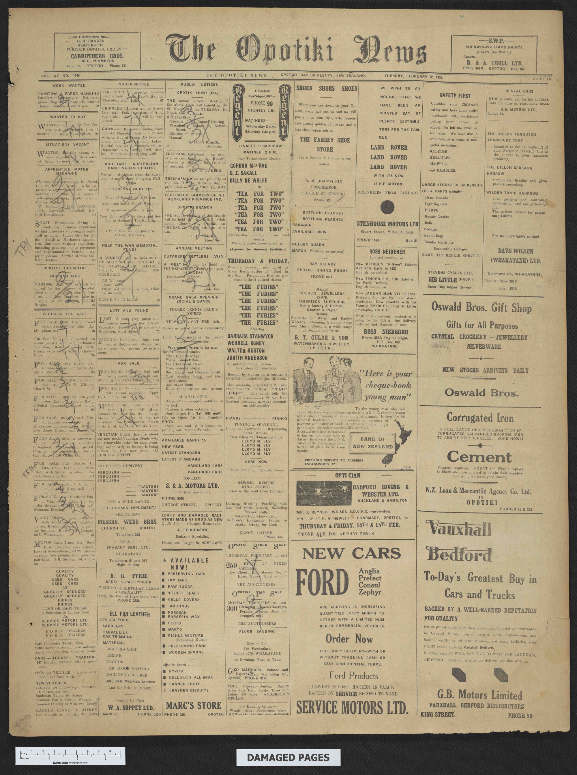 1952-02-12 Opotiki News