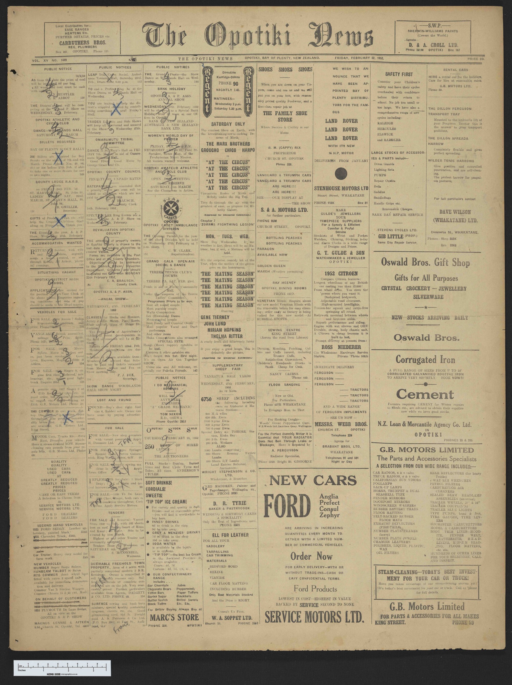 1952-02-22 Opotiki News