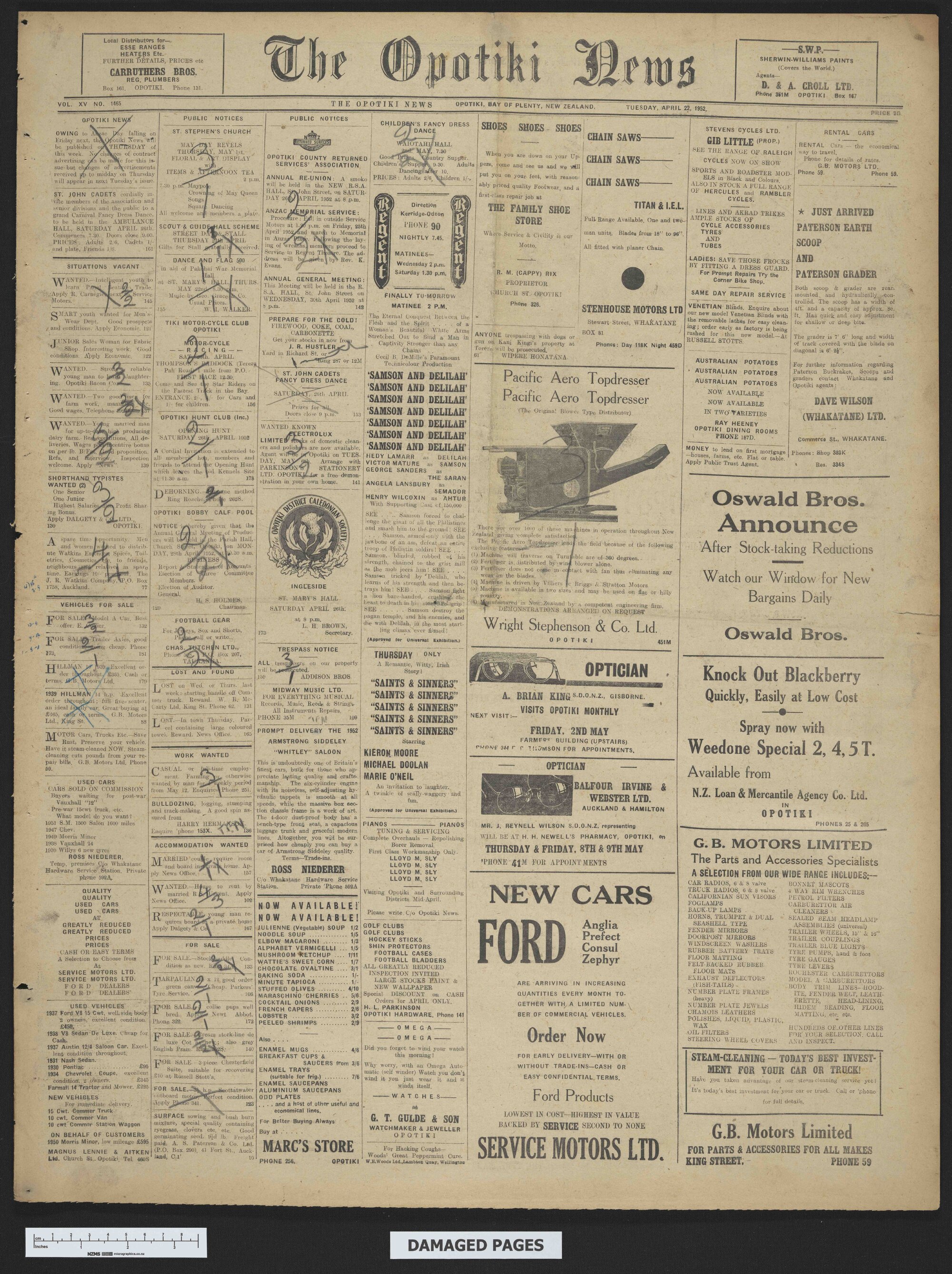 1952-04-22 Opotiki News