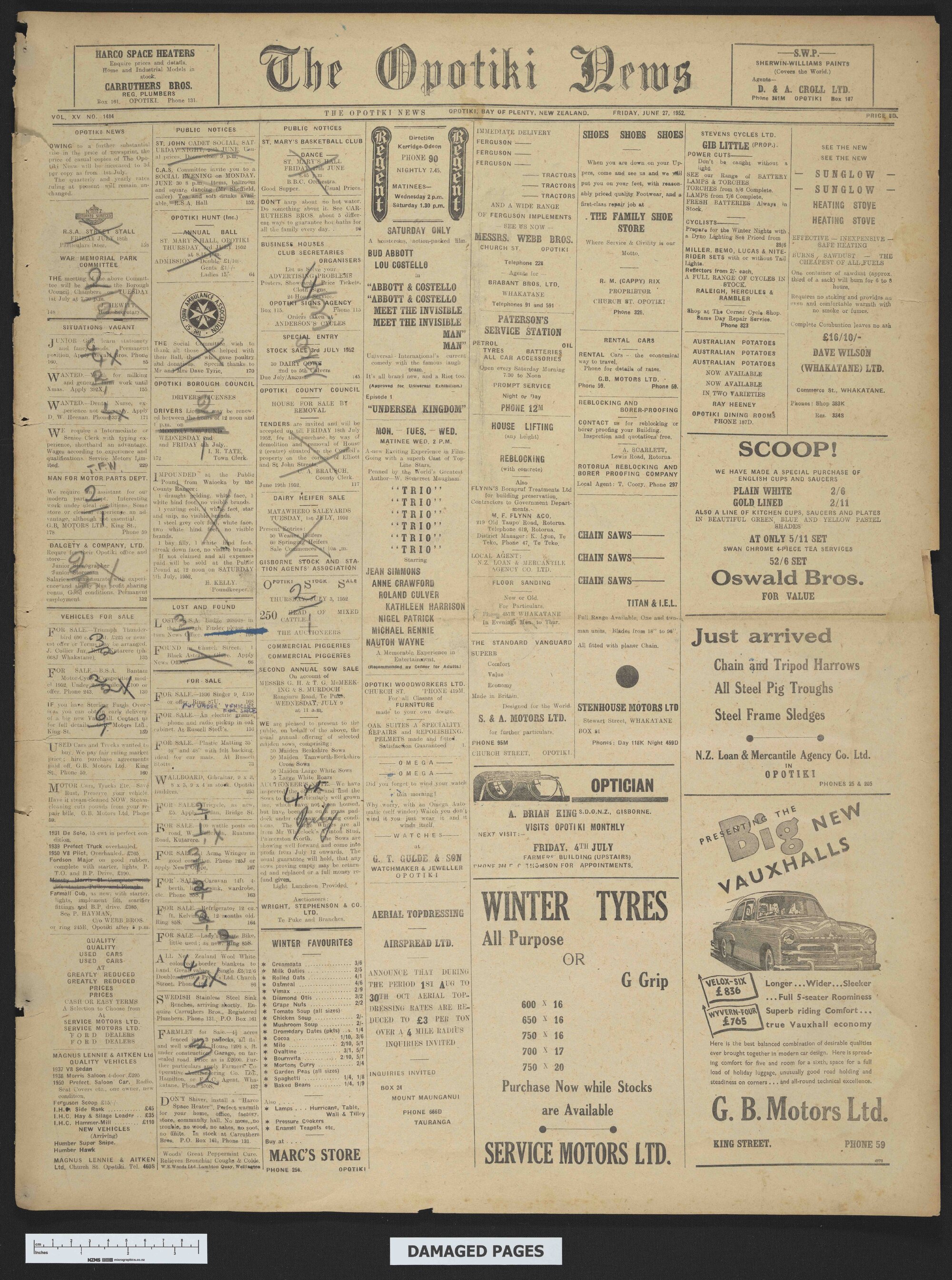 1952-06-27 Opotiki News