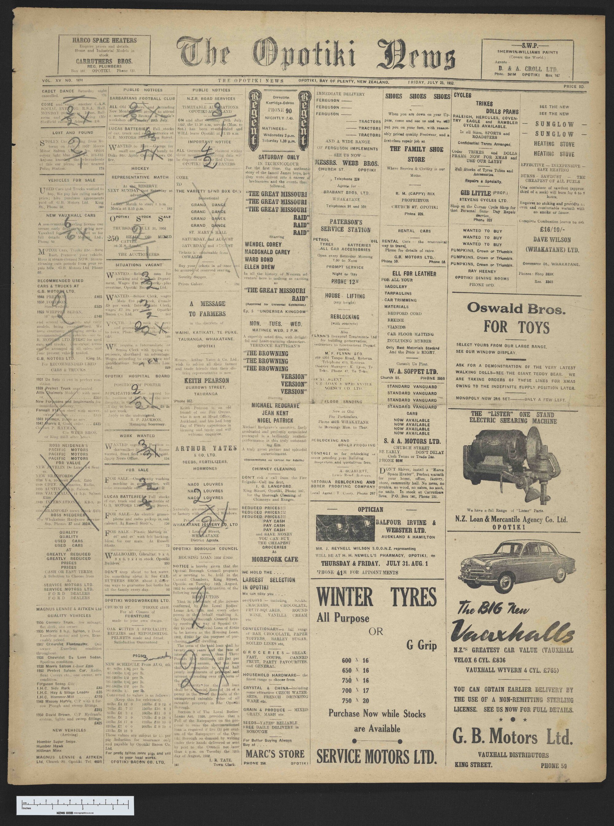 1952-07-25 Opotiki News