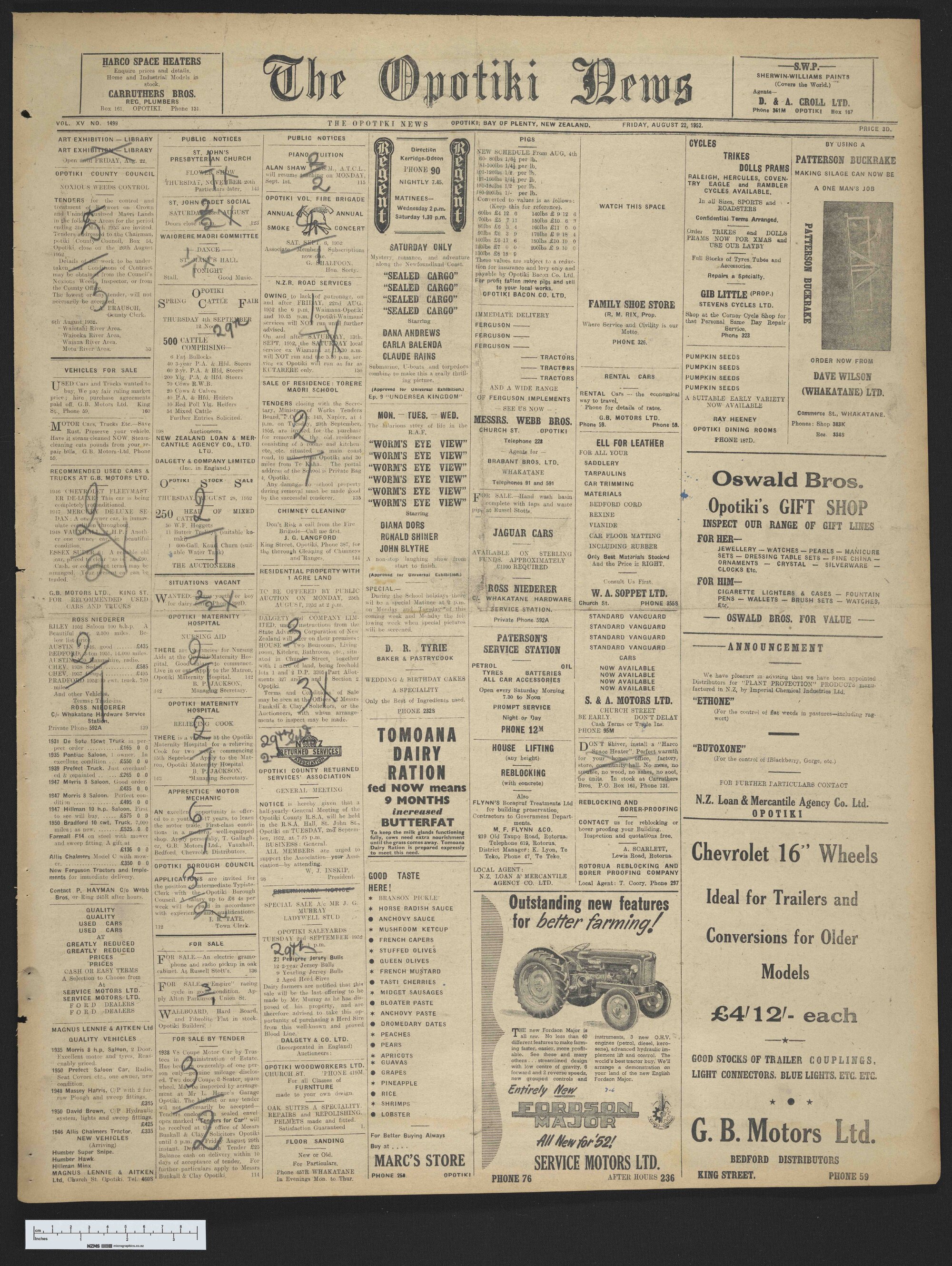 1952-08-22 Opotiki News