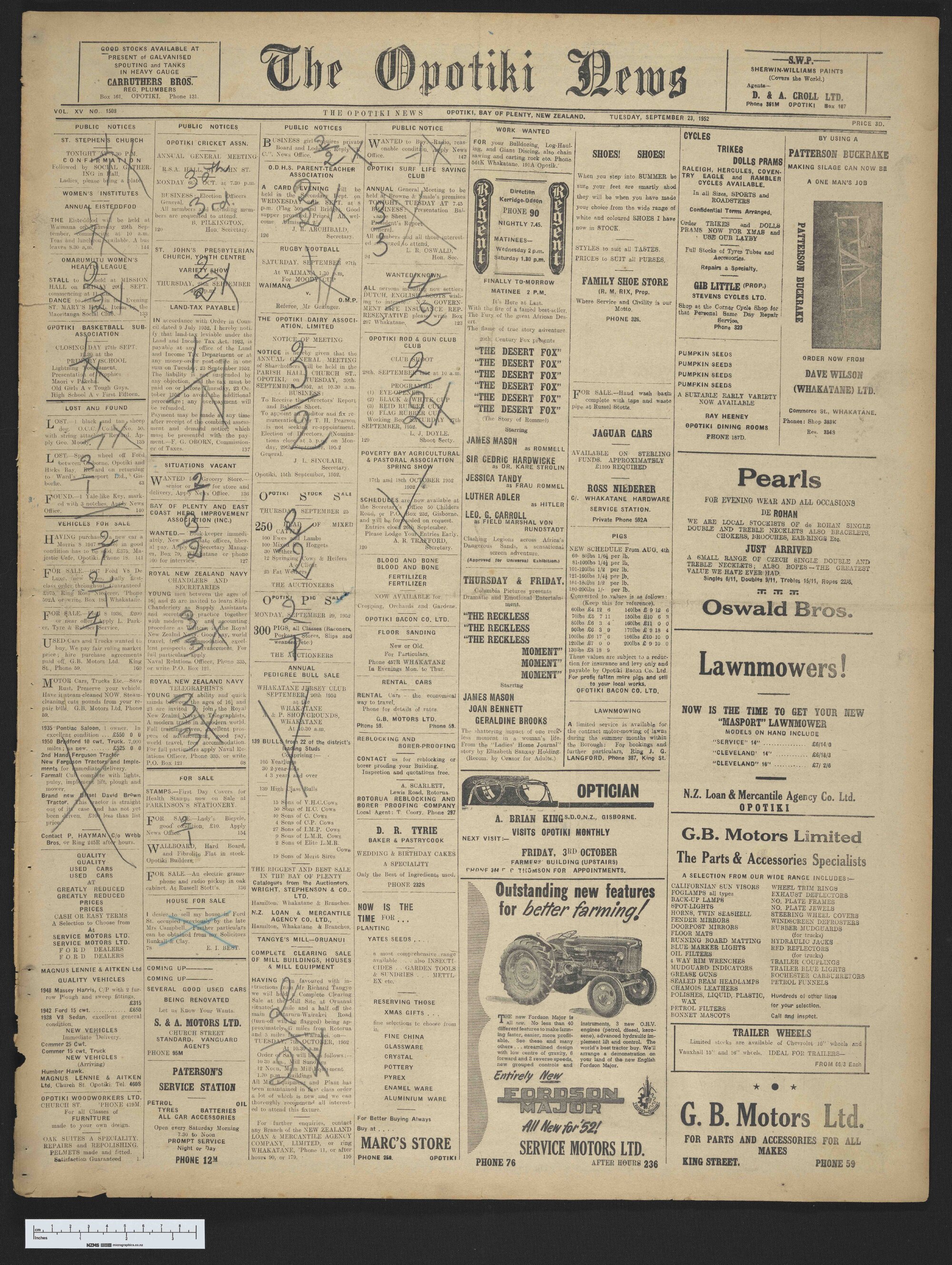 1952-09-23 Opotiki News