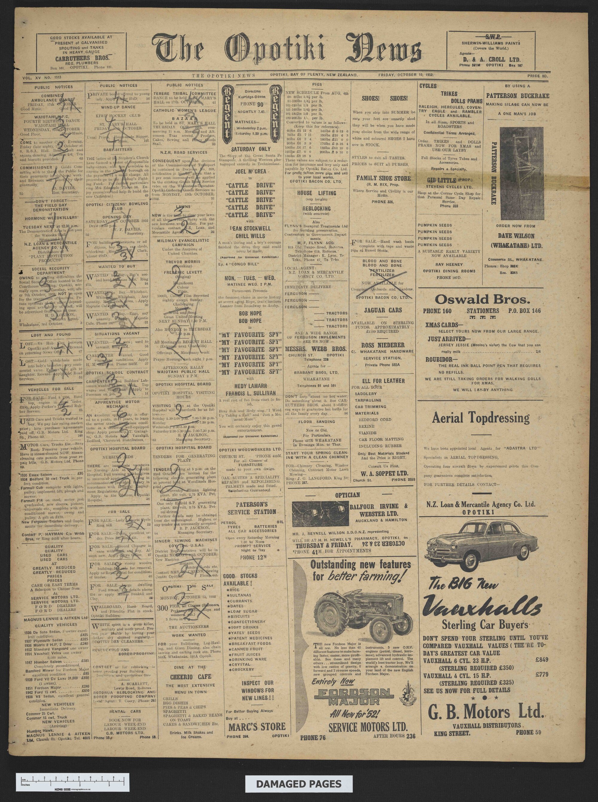 1952-10-10 Opotiki News