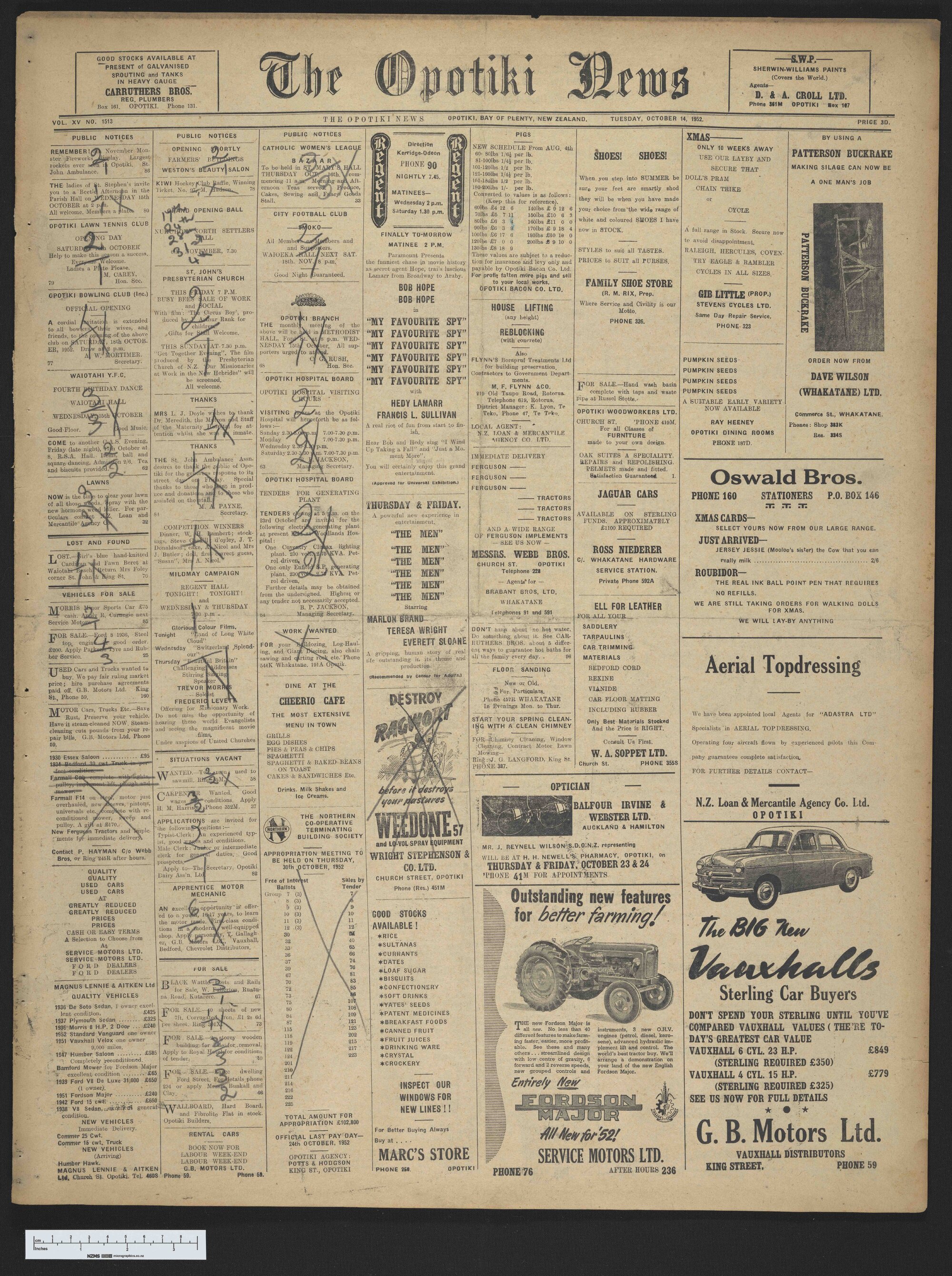 1952-10-14 Opotiki News