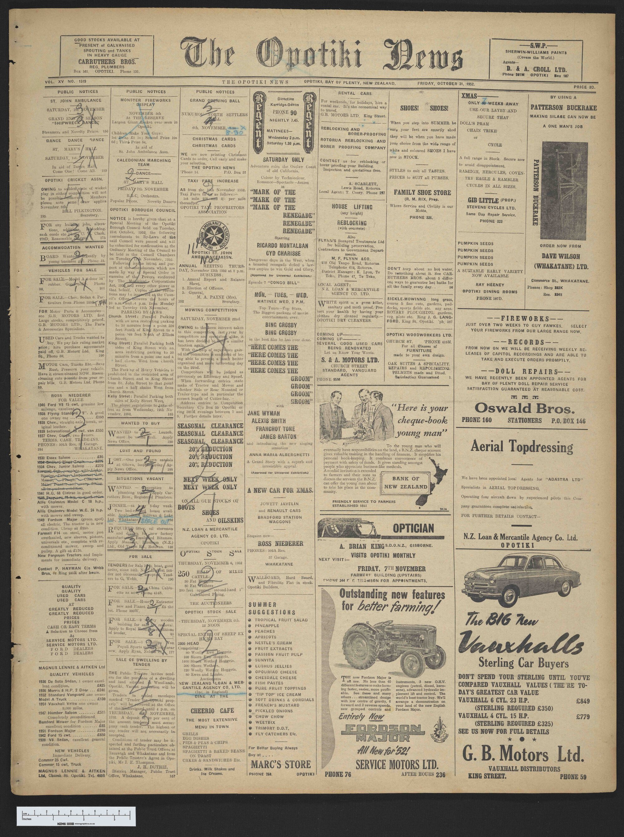 1952-10-31 Opotiki News