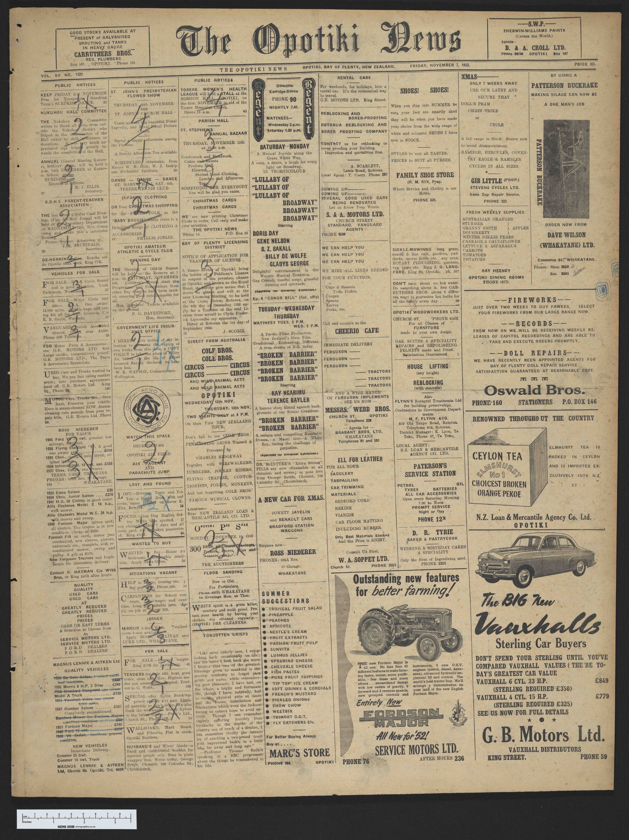 1952-11-07 Opotiki News