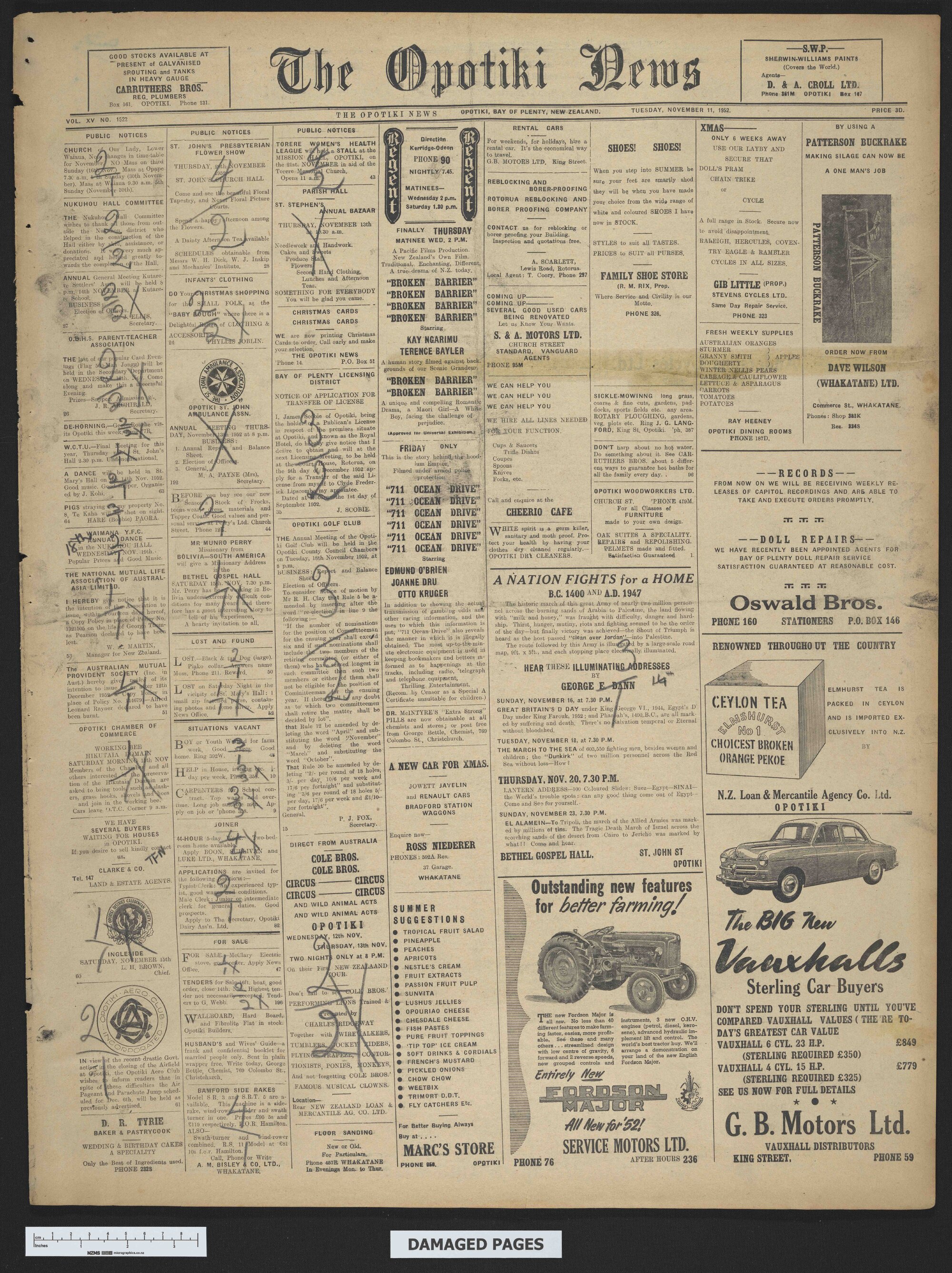 1952-11-11 Opotiki News