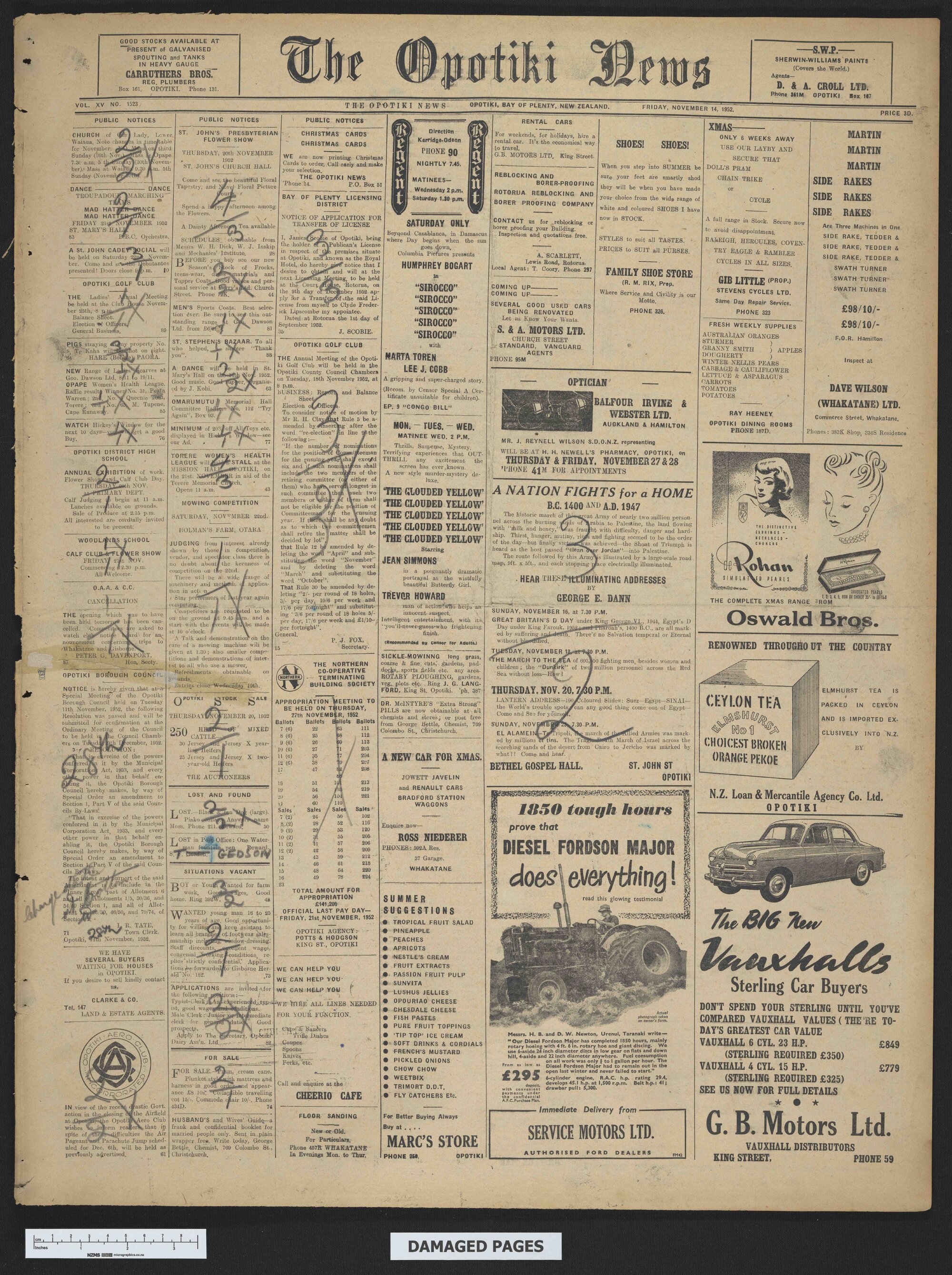 1952-11-14 Opotiki News