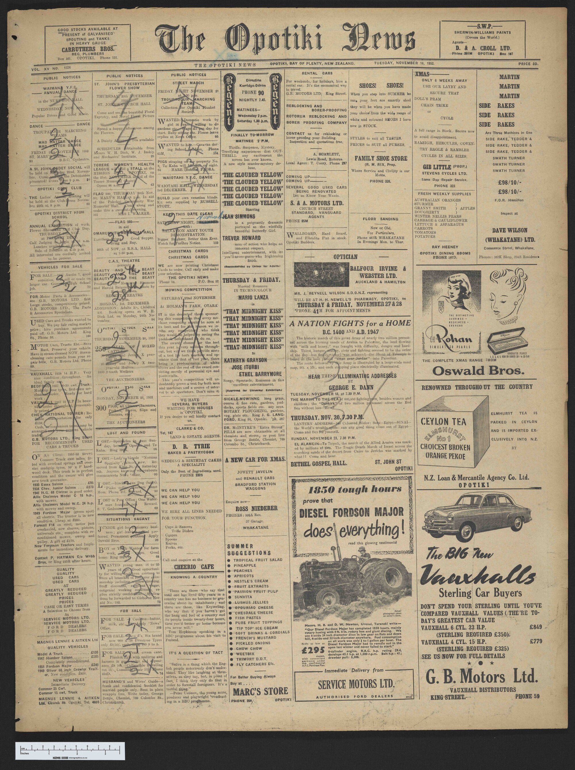 1952-11-18 Opotiki News