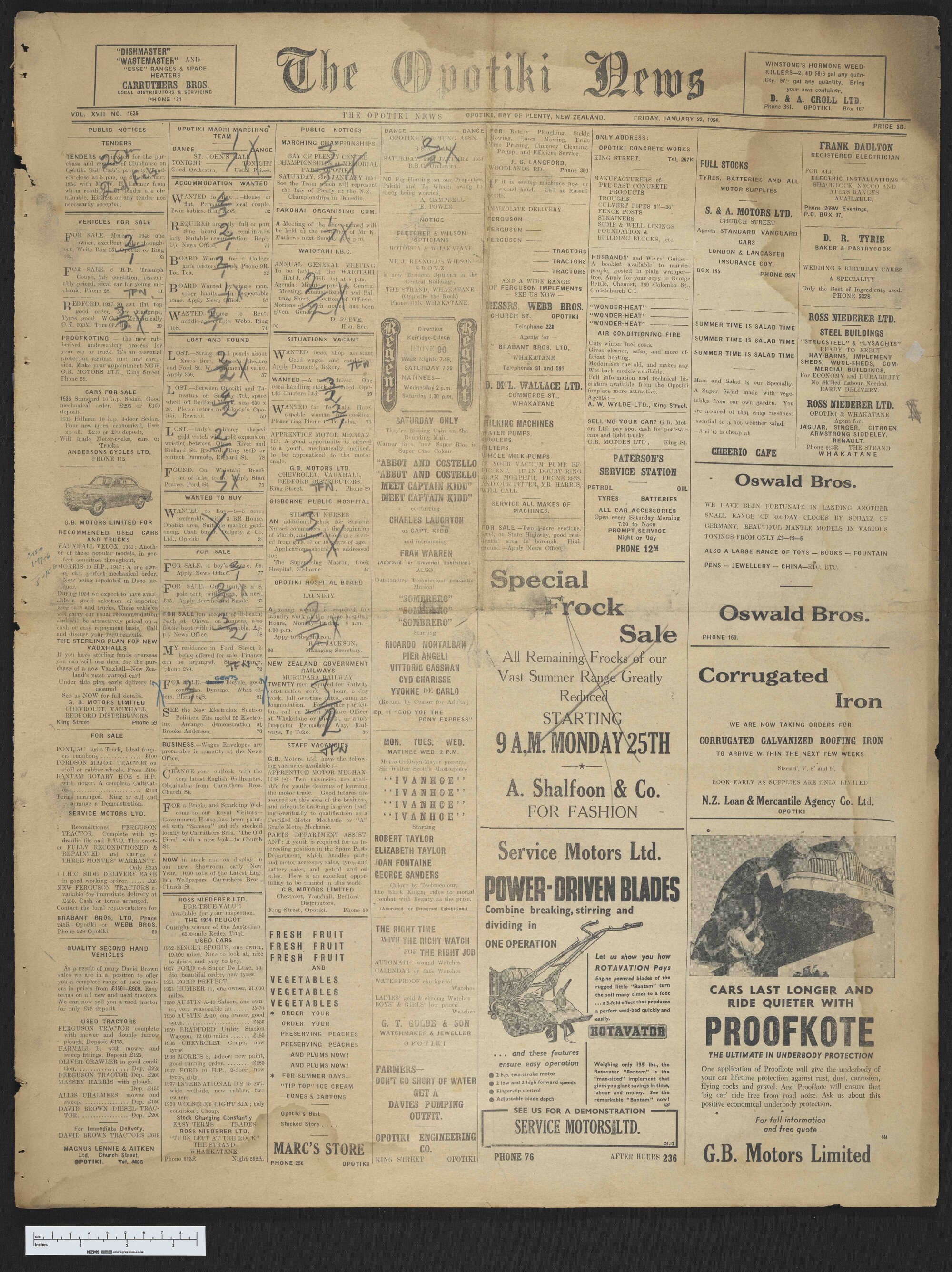 1954-01-22 Opotiki News