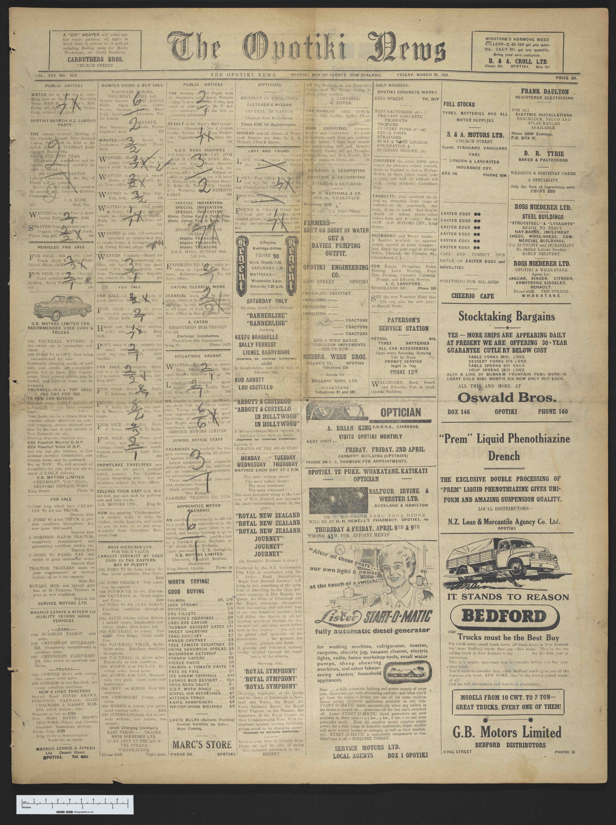 1954-03-26 Opotiki News