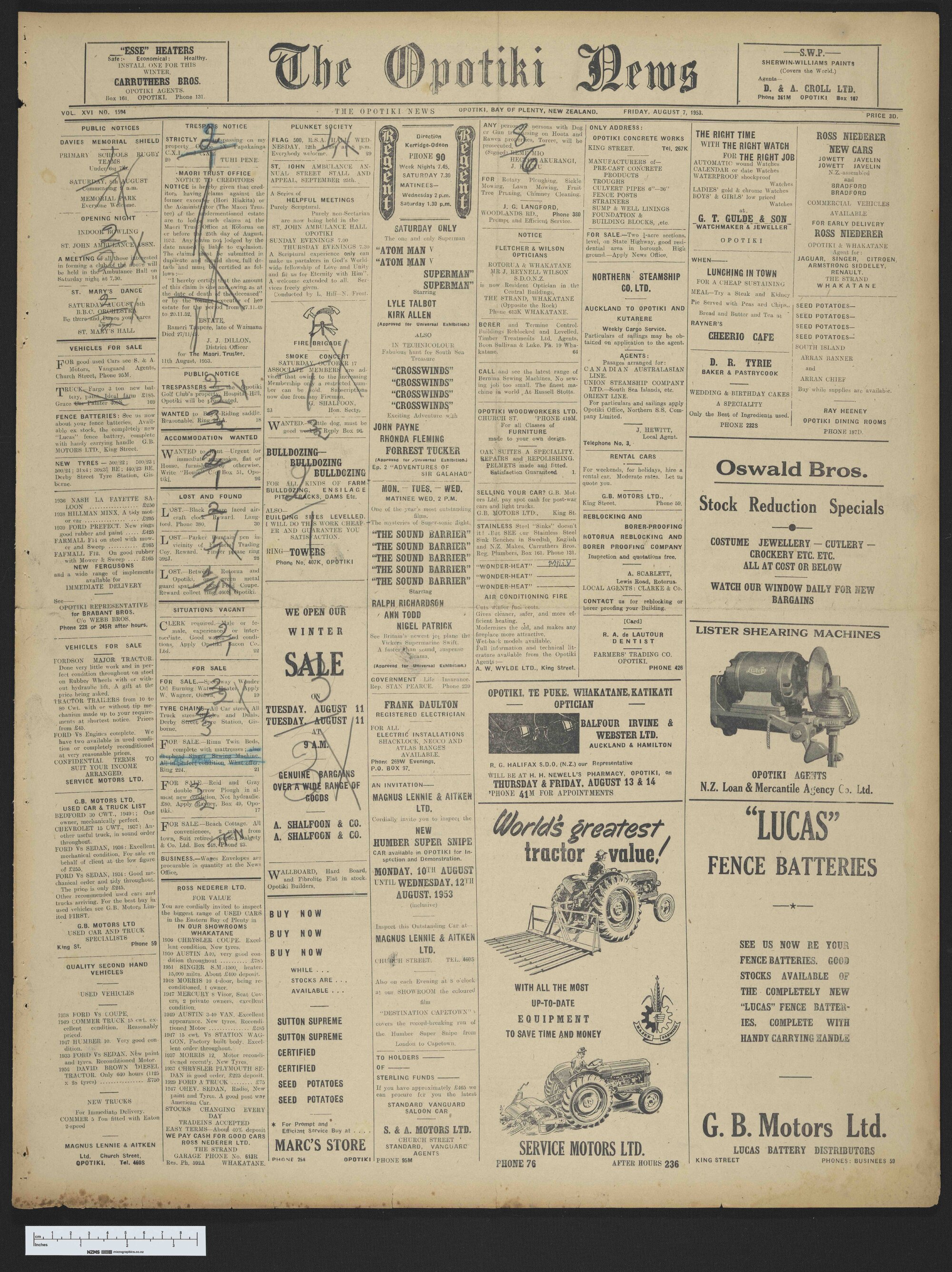 1953-08-07 Opotiki News