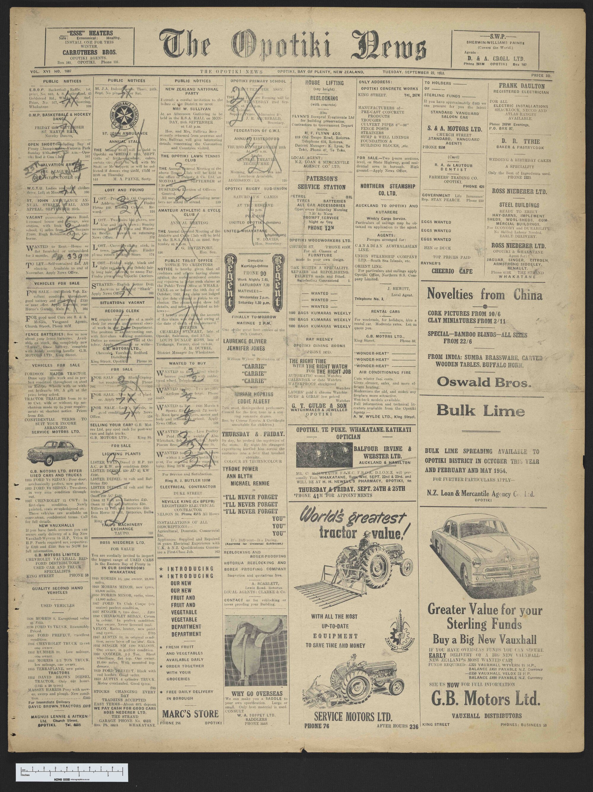 1953-09-22 Opotiki News