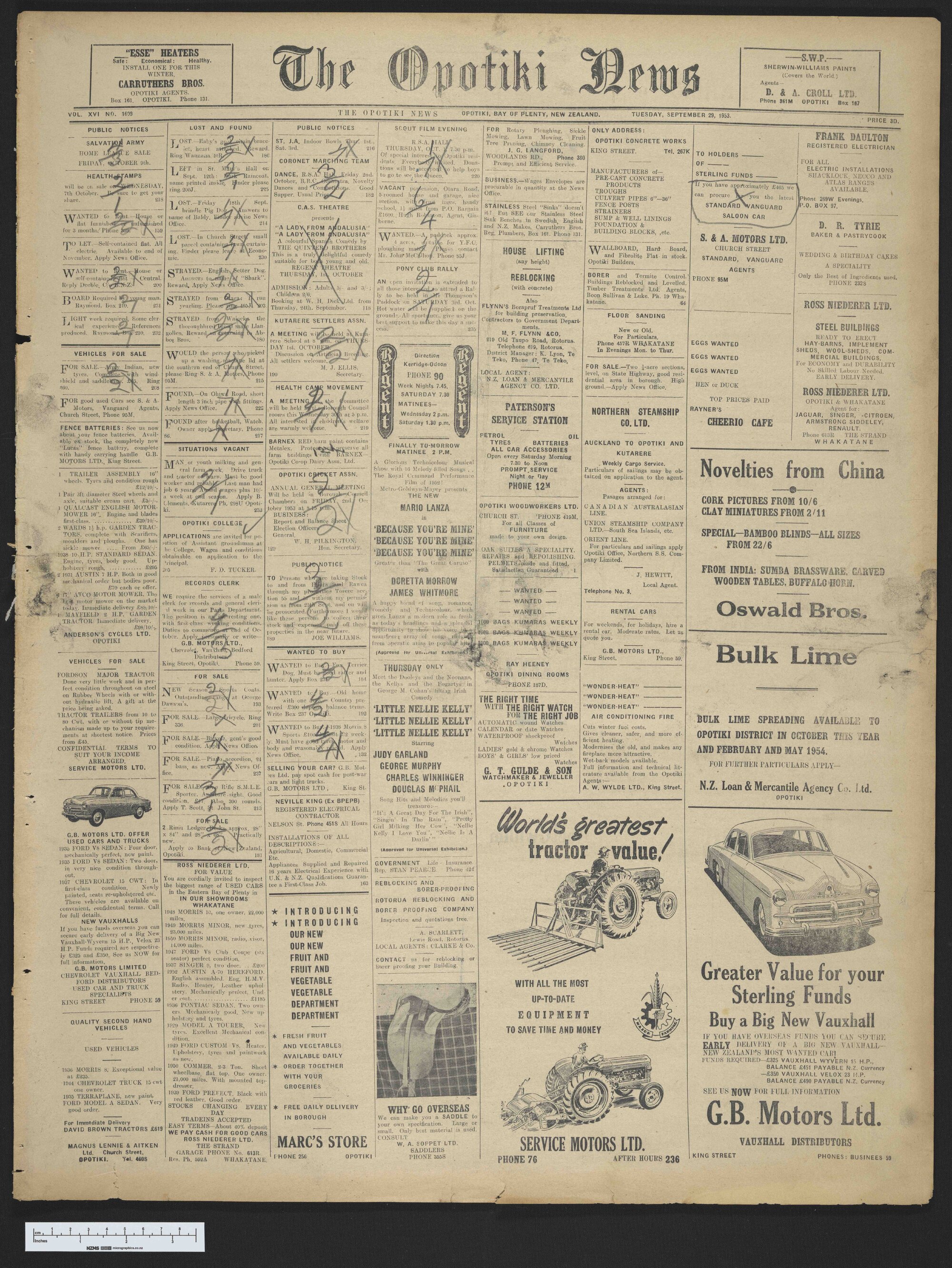 1953-09-29 Opotiki News