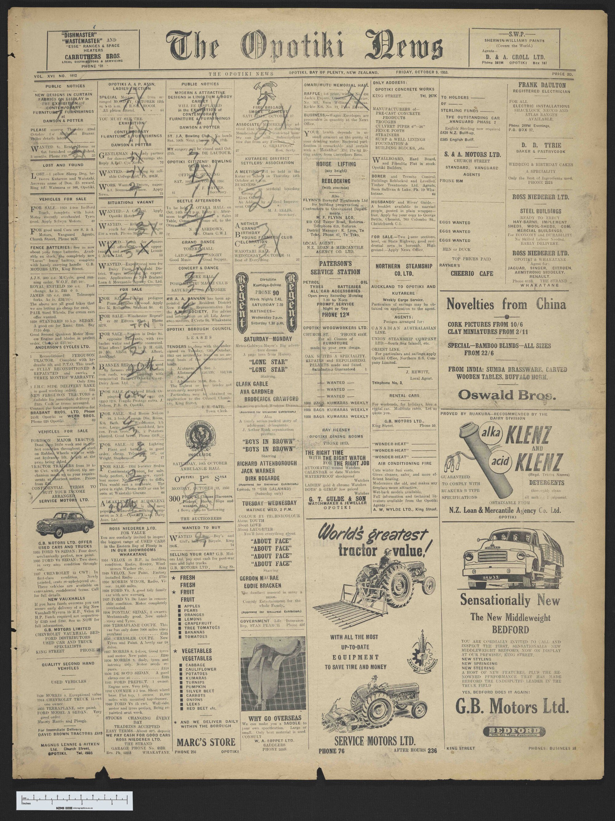 1953-10-09 Opotiki News