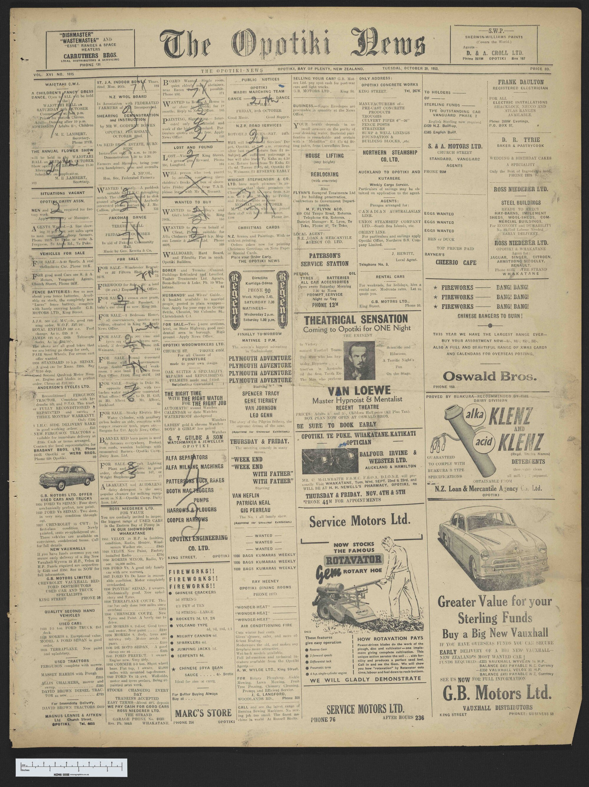 1953-10-20 Opotiki News