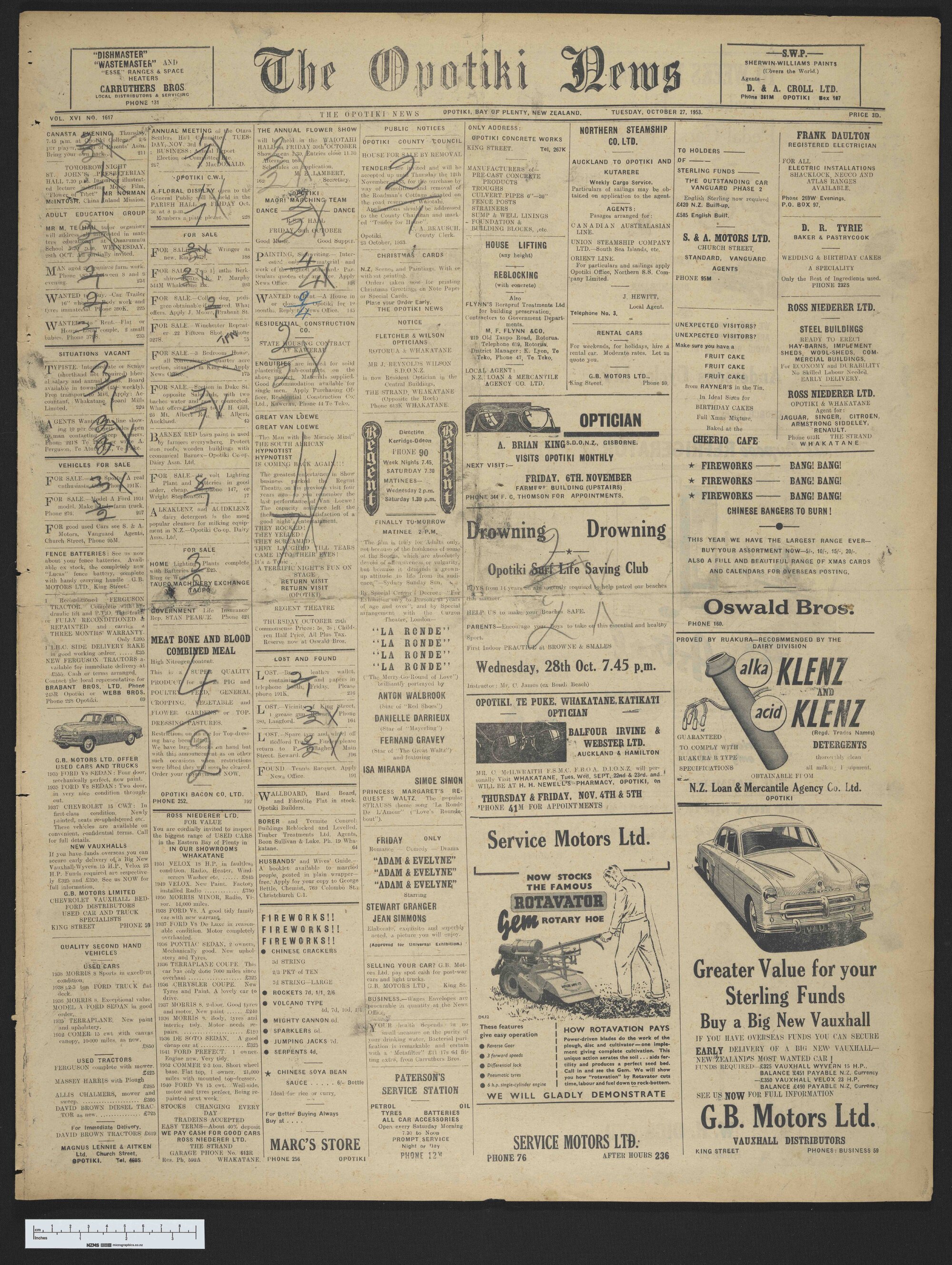1953-10-27 Opotiki News