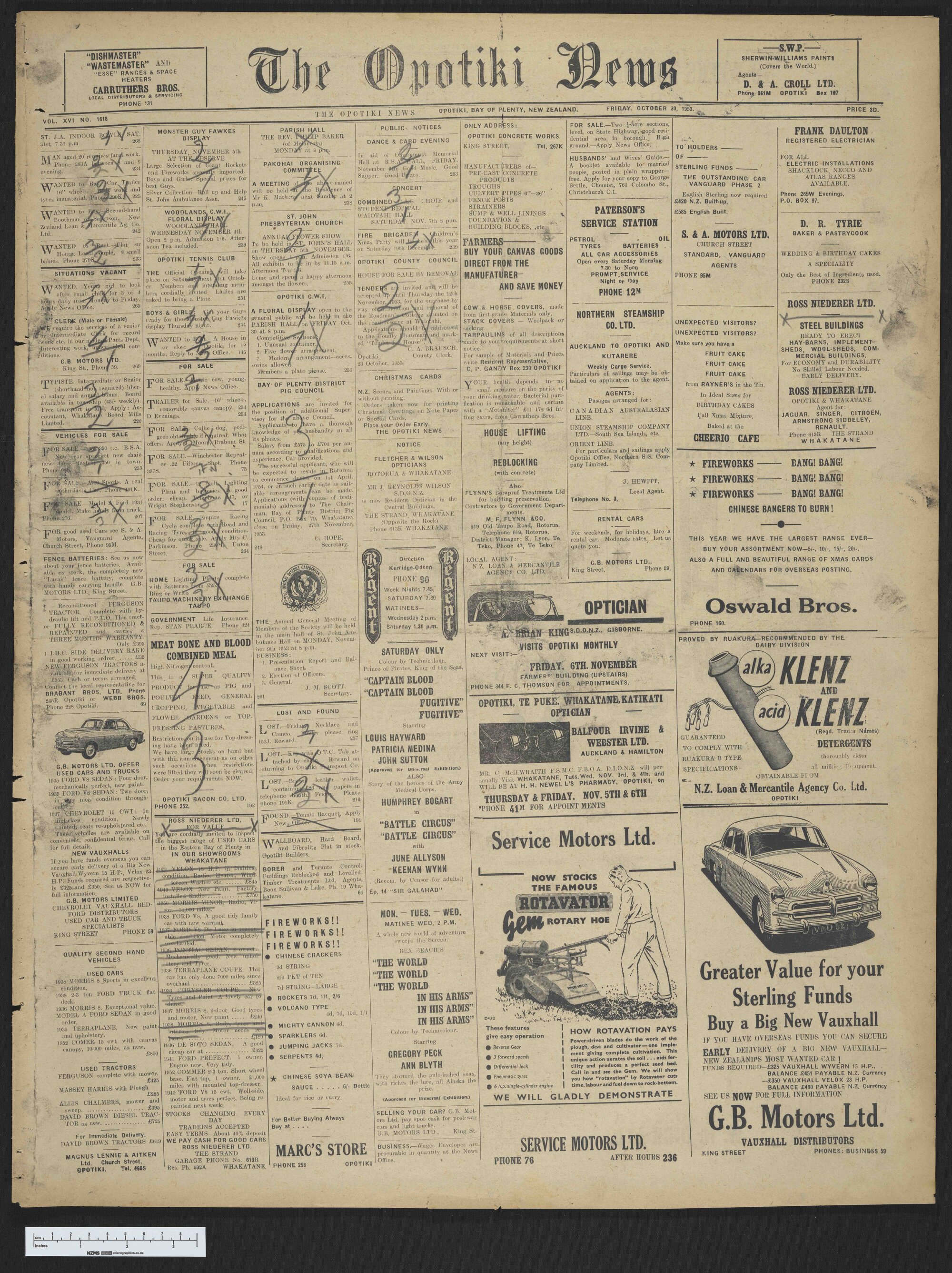 1953-10-30 Opotiki News