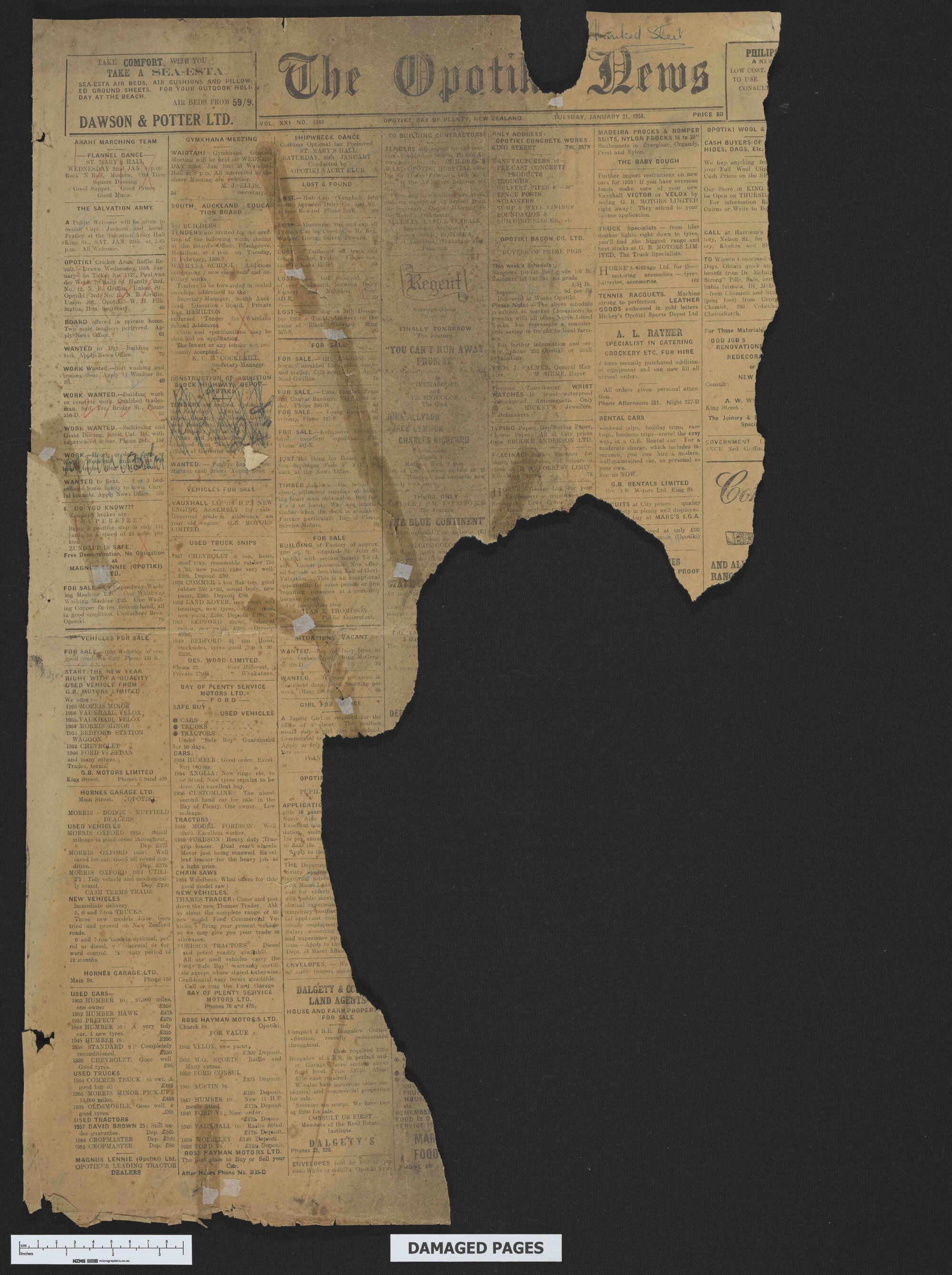 1958-01-21 Opotiki News