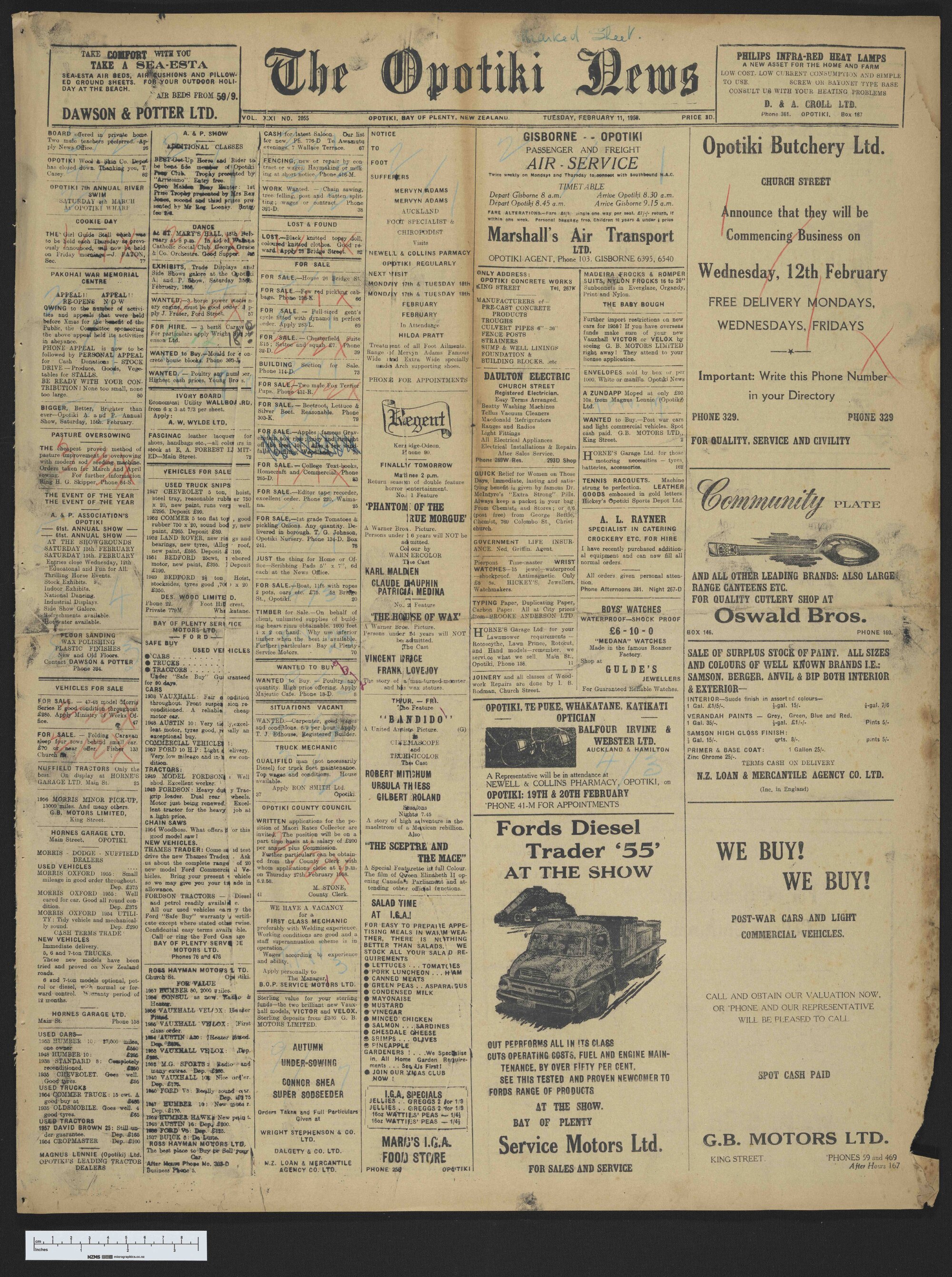 1958-02-11 Opotiki News