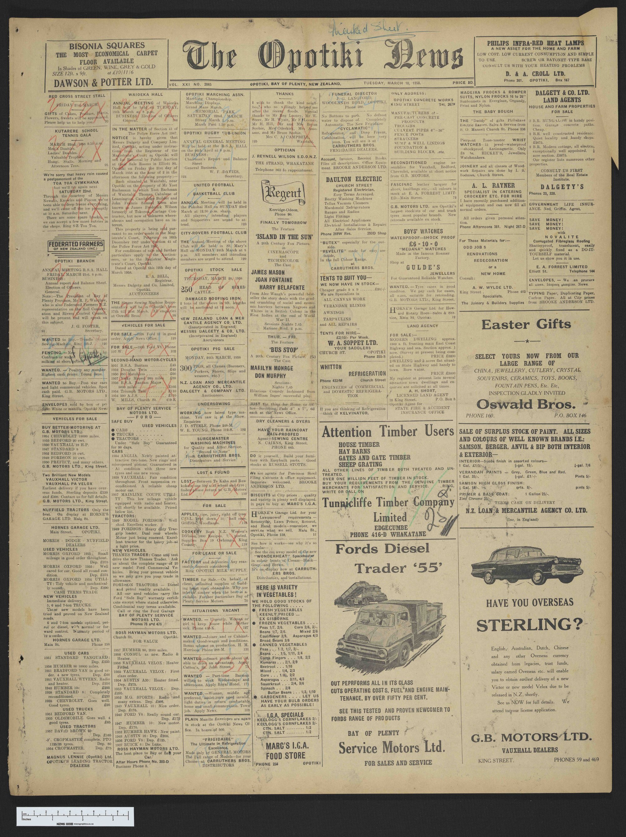 1958-03-18 Opotiki News