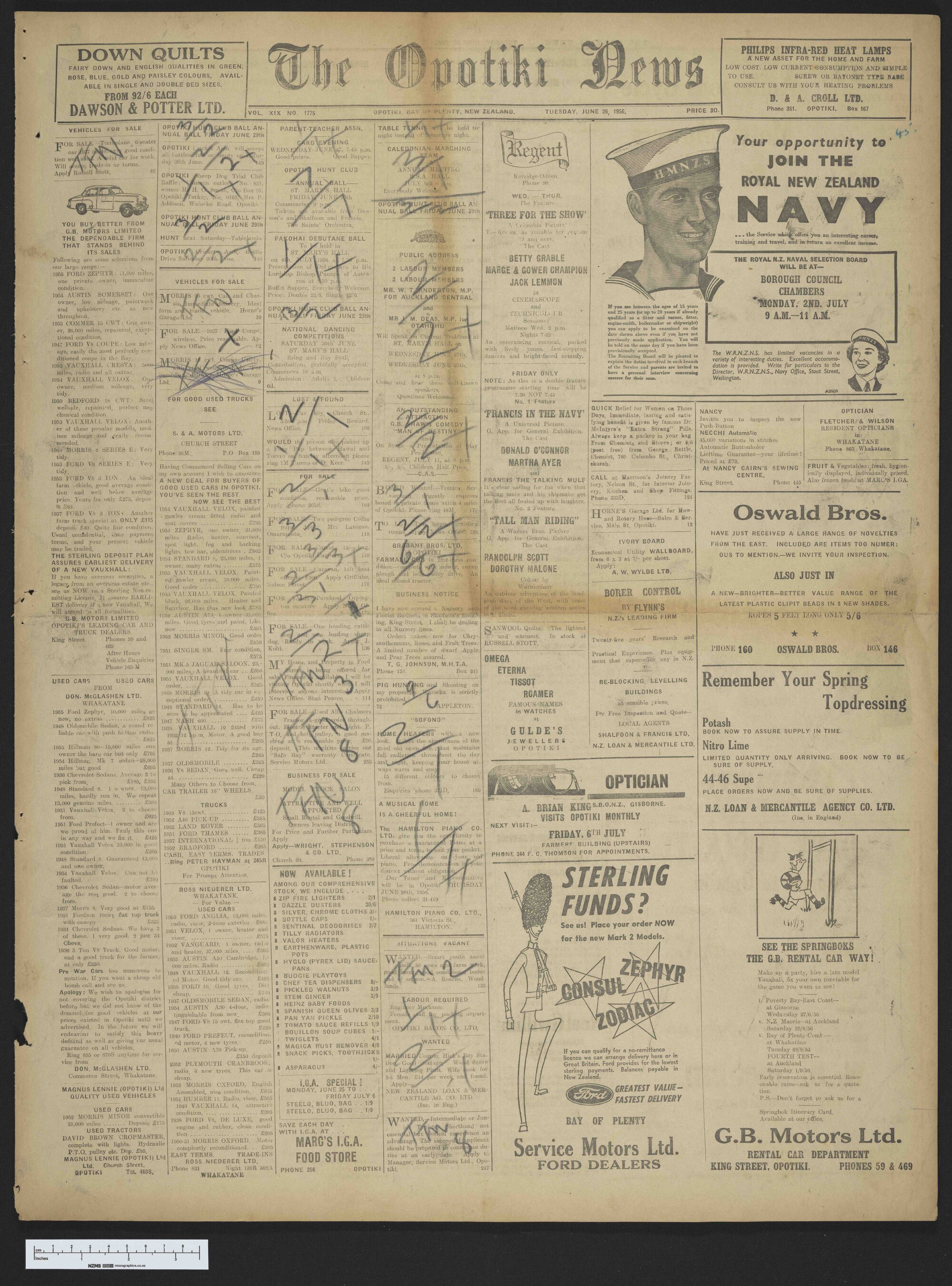 1956-06-26 Opotiki News