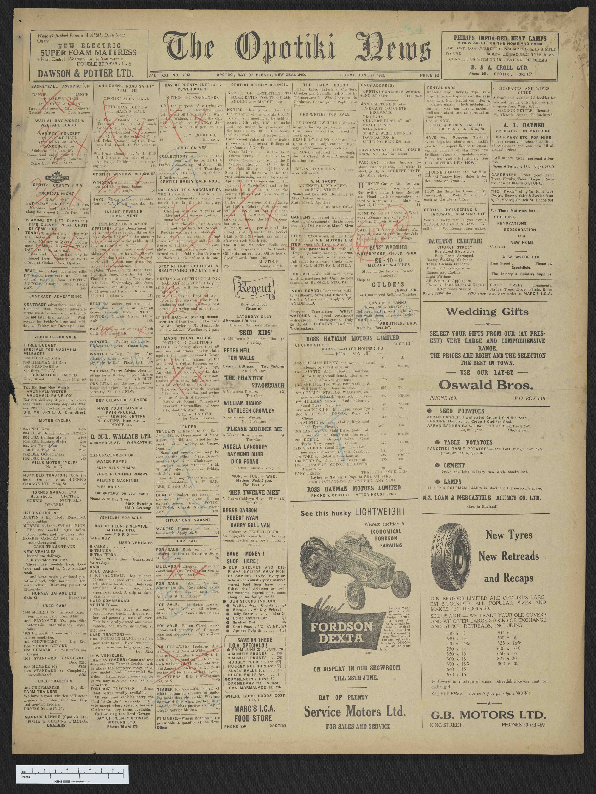 1958-06-27 Opotiki News