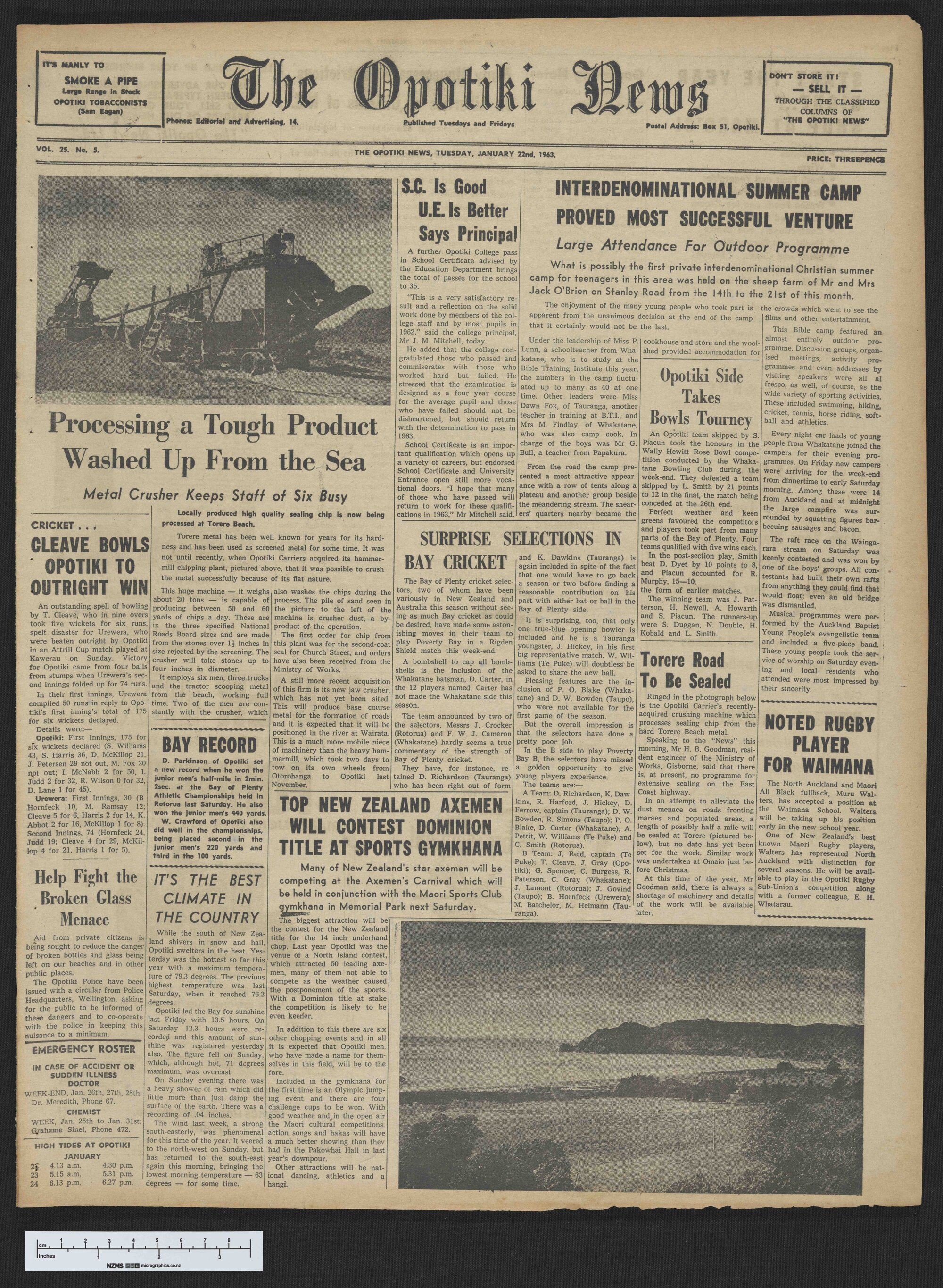 1963-01-22 Opotiki News