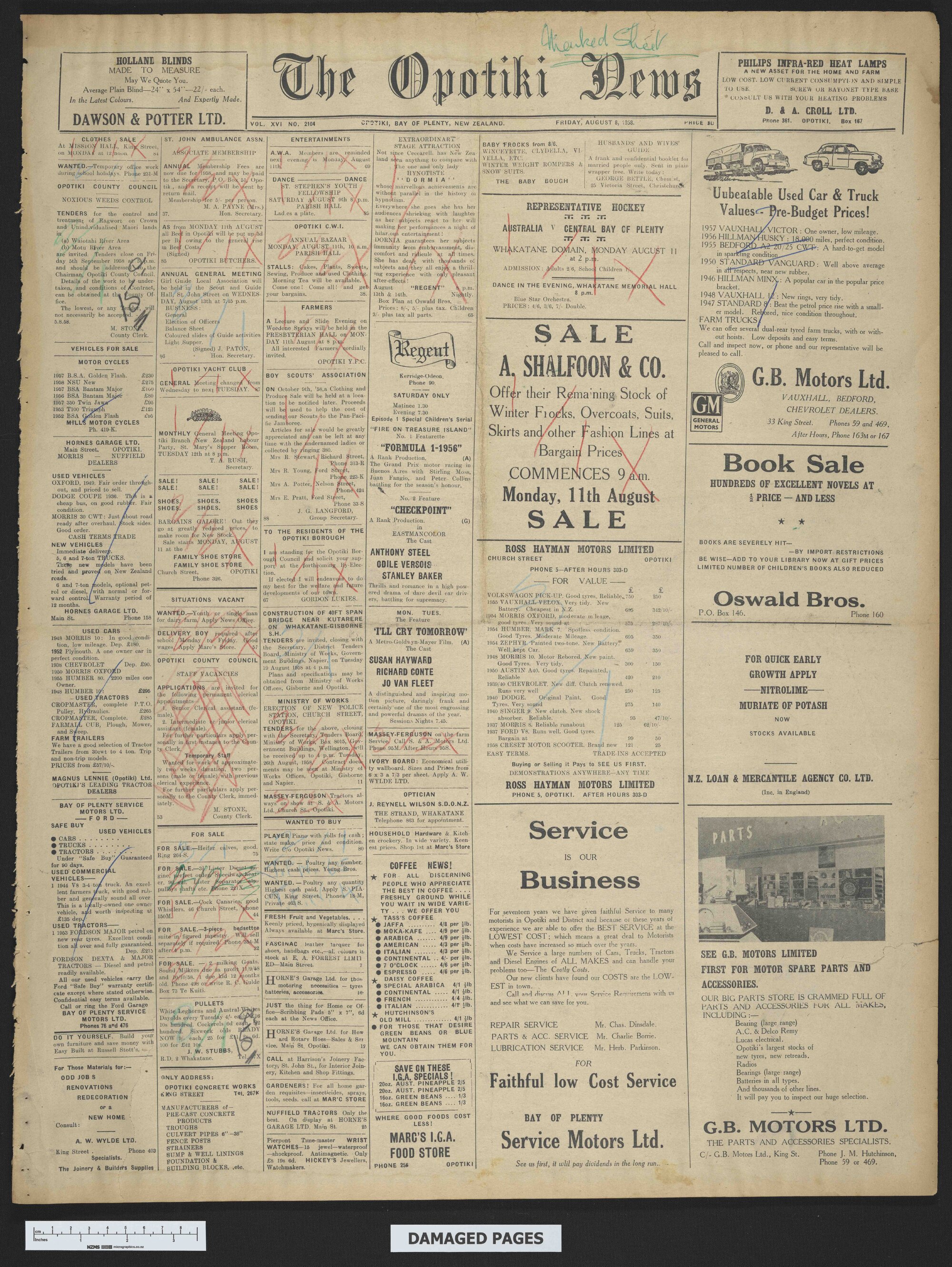 1958-08-08 Opotiki News