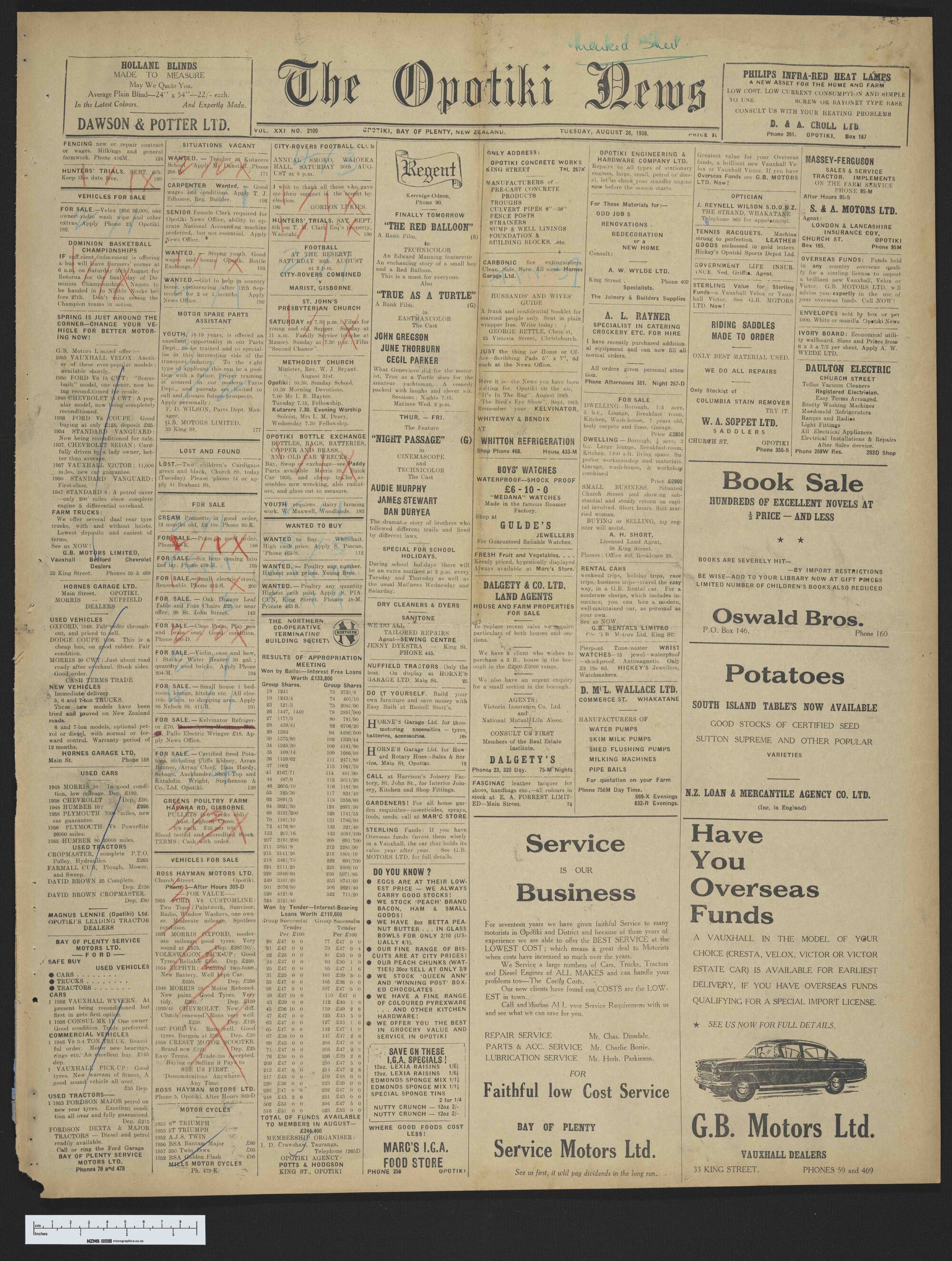 1958-08-26 Opotiki News