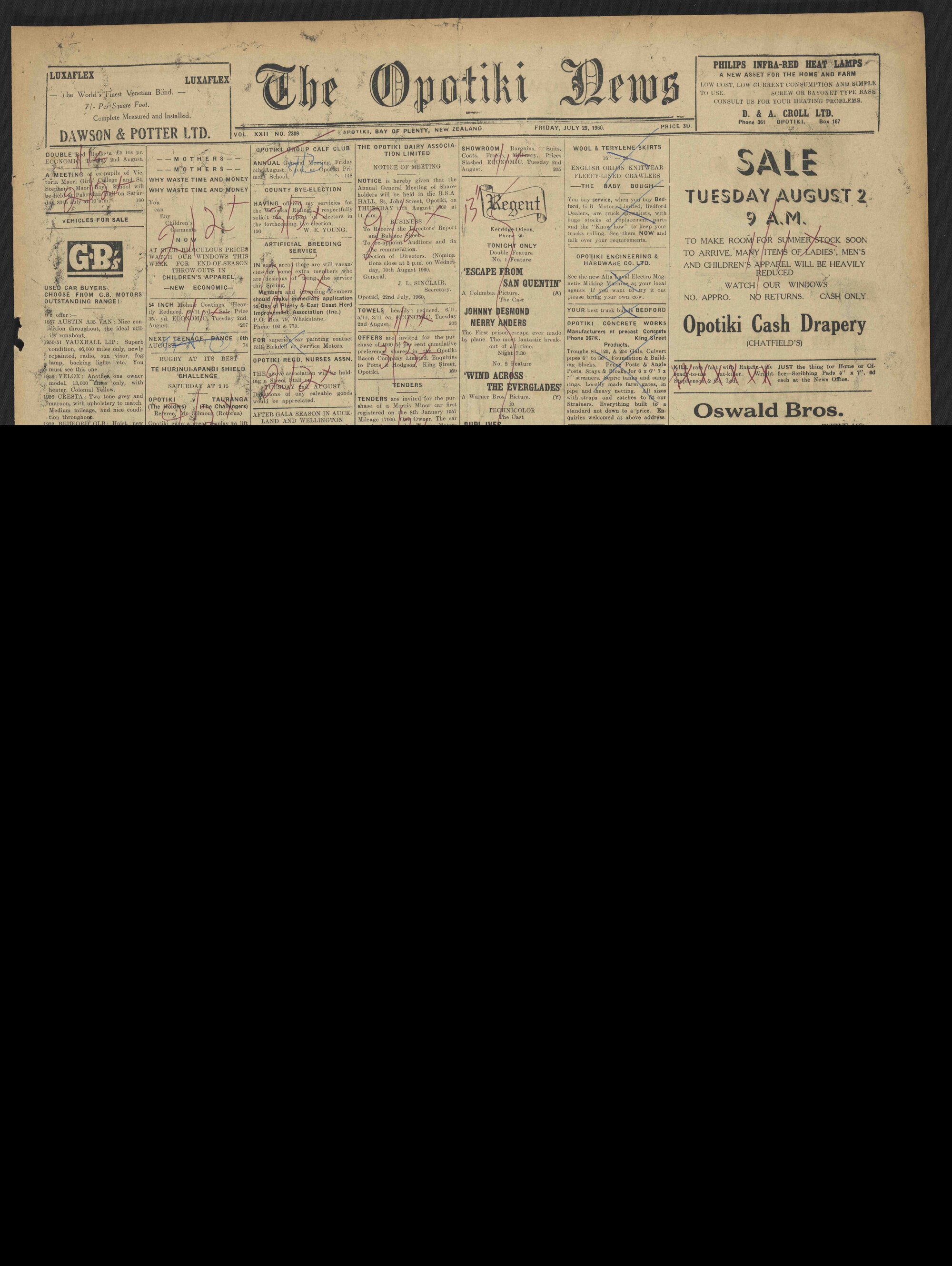 1960-07-29 Opotiki News