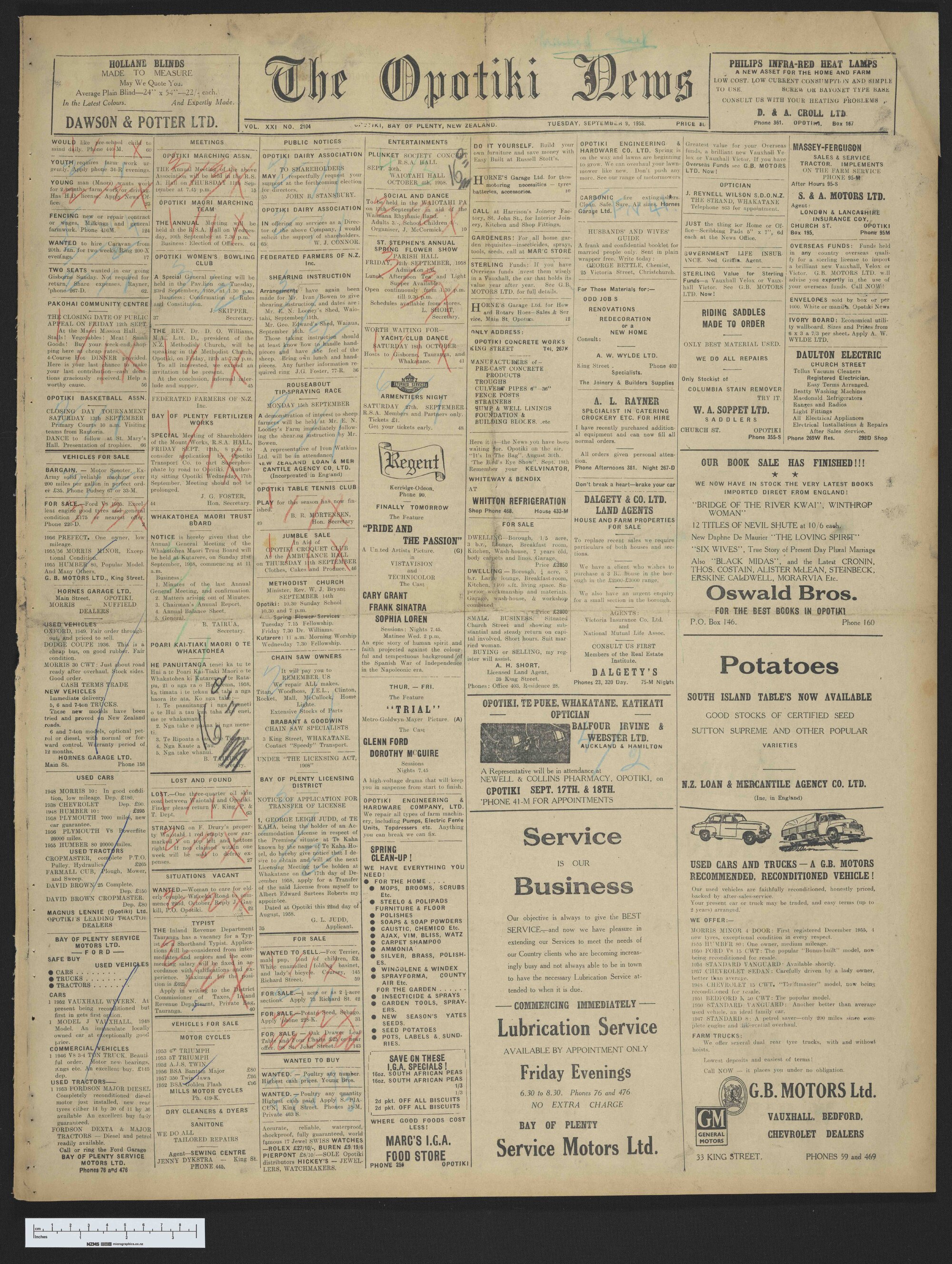 1958-09-09 Opotiki News