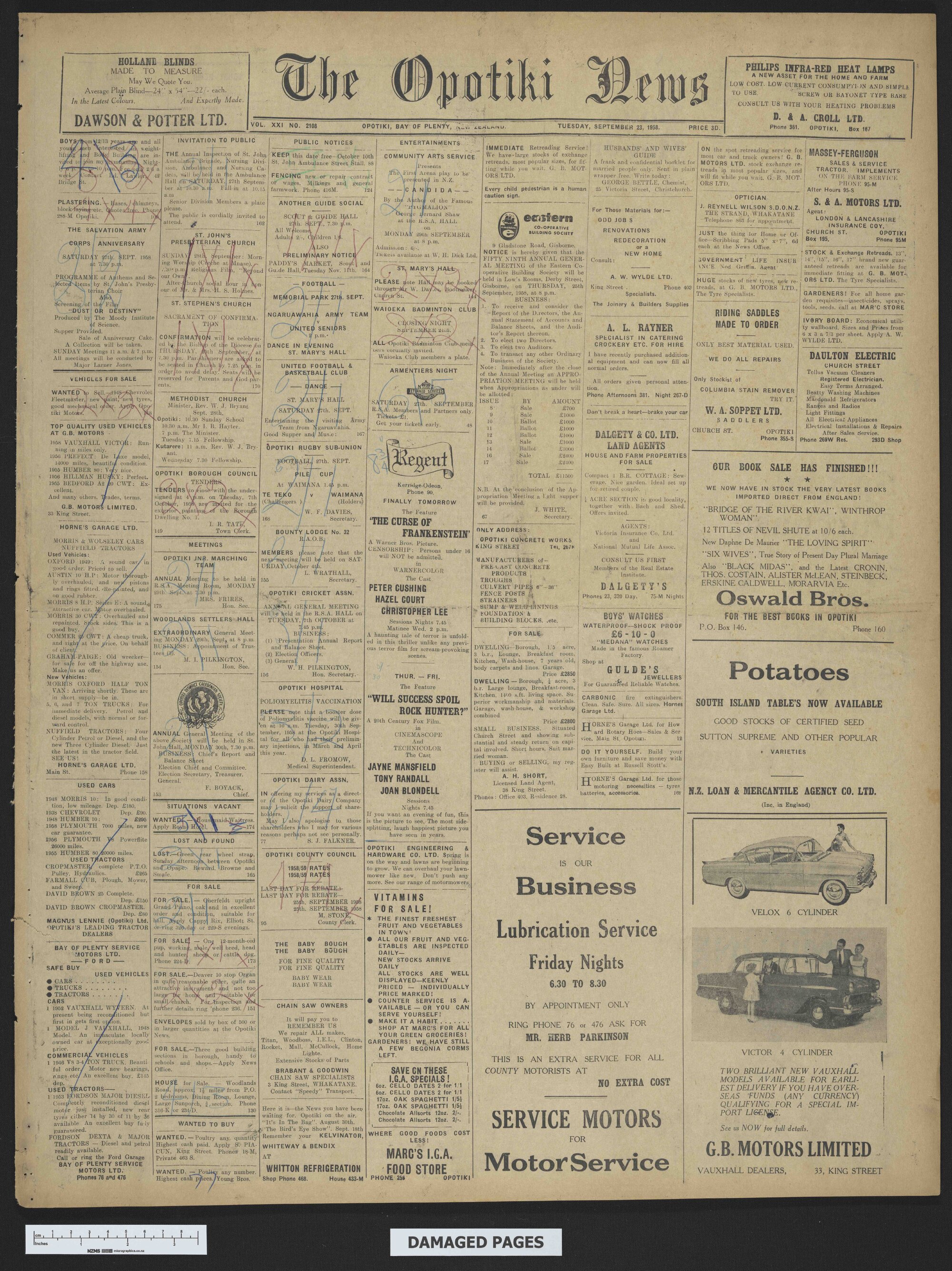 1958-09-23 Opotiki News