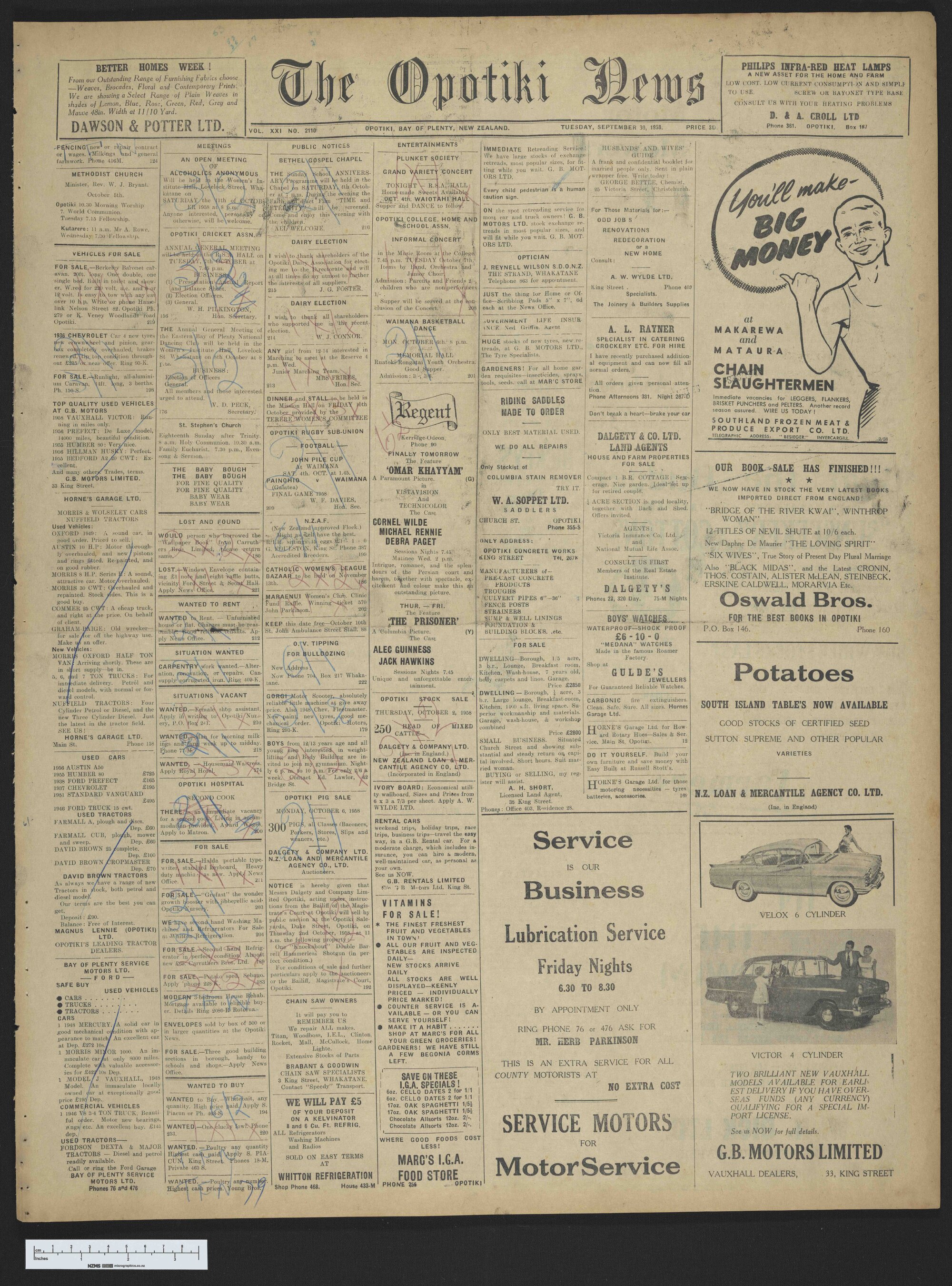 1958-09-30 Opotiki News