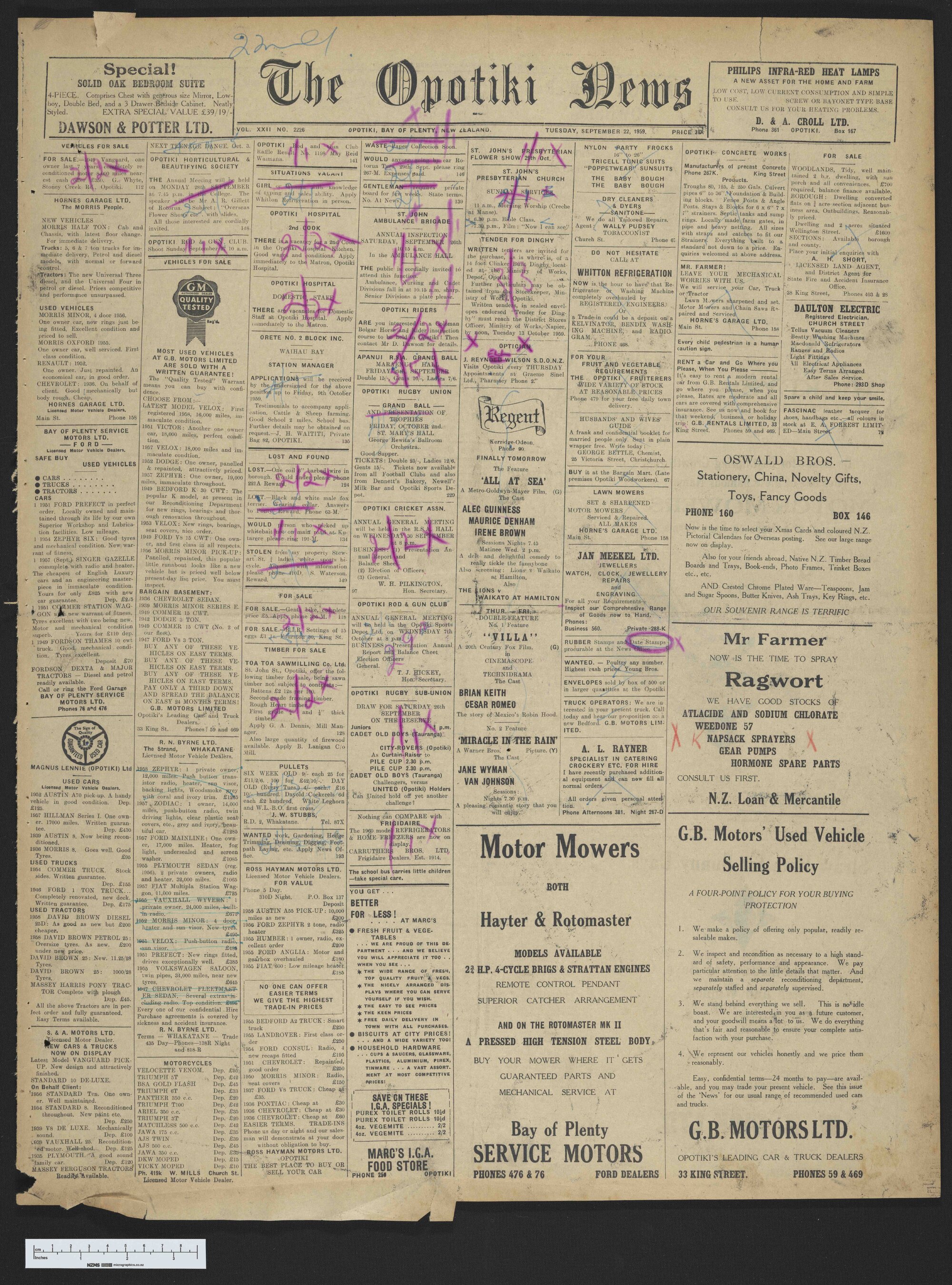1959-09-22 Opotiki News