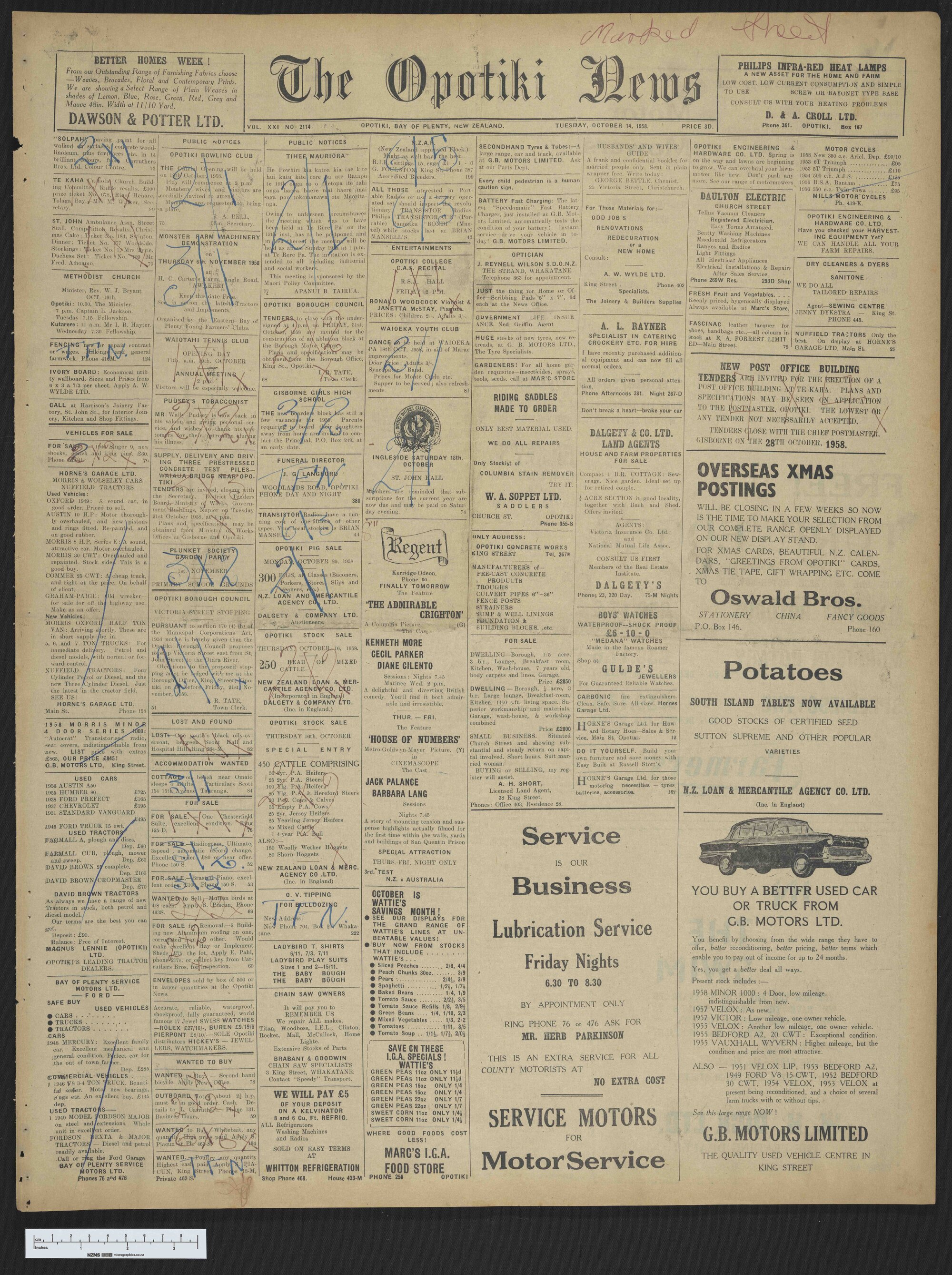 1958-10-14 Opotiki News