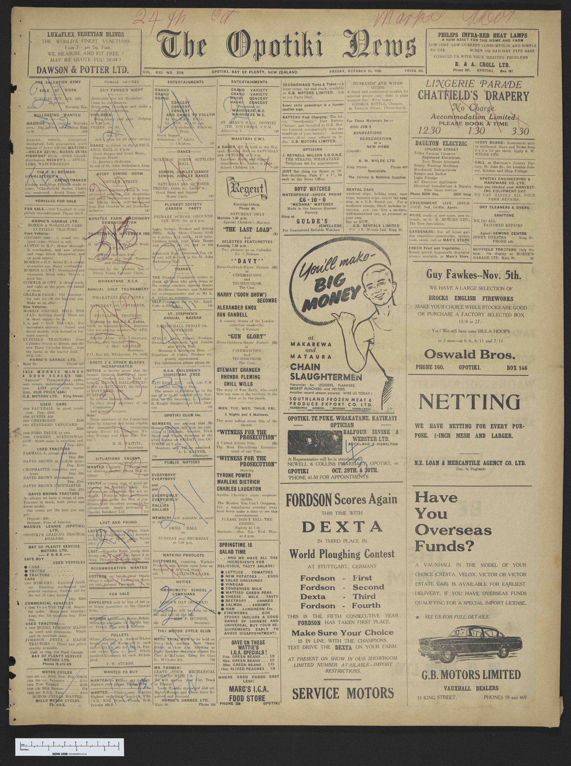 1958-10-24 Opotiki News