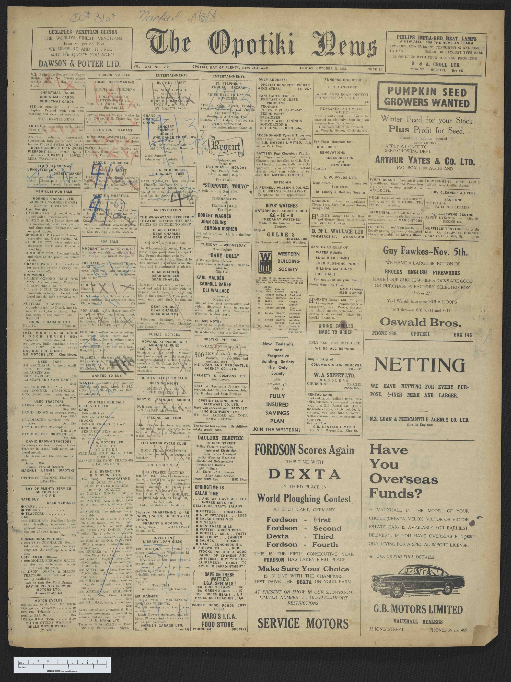 1958-10-31 Opotiki News