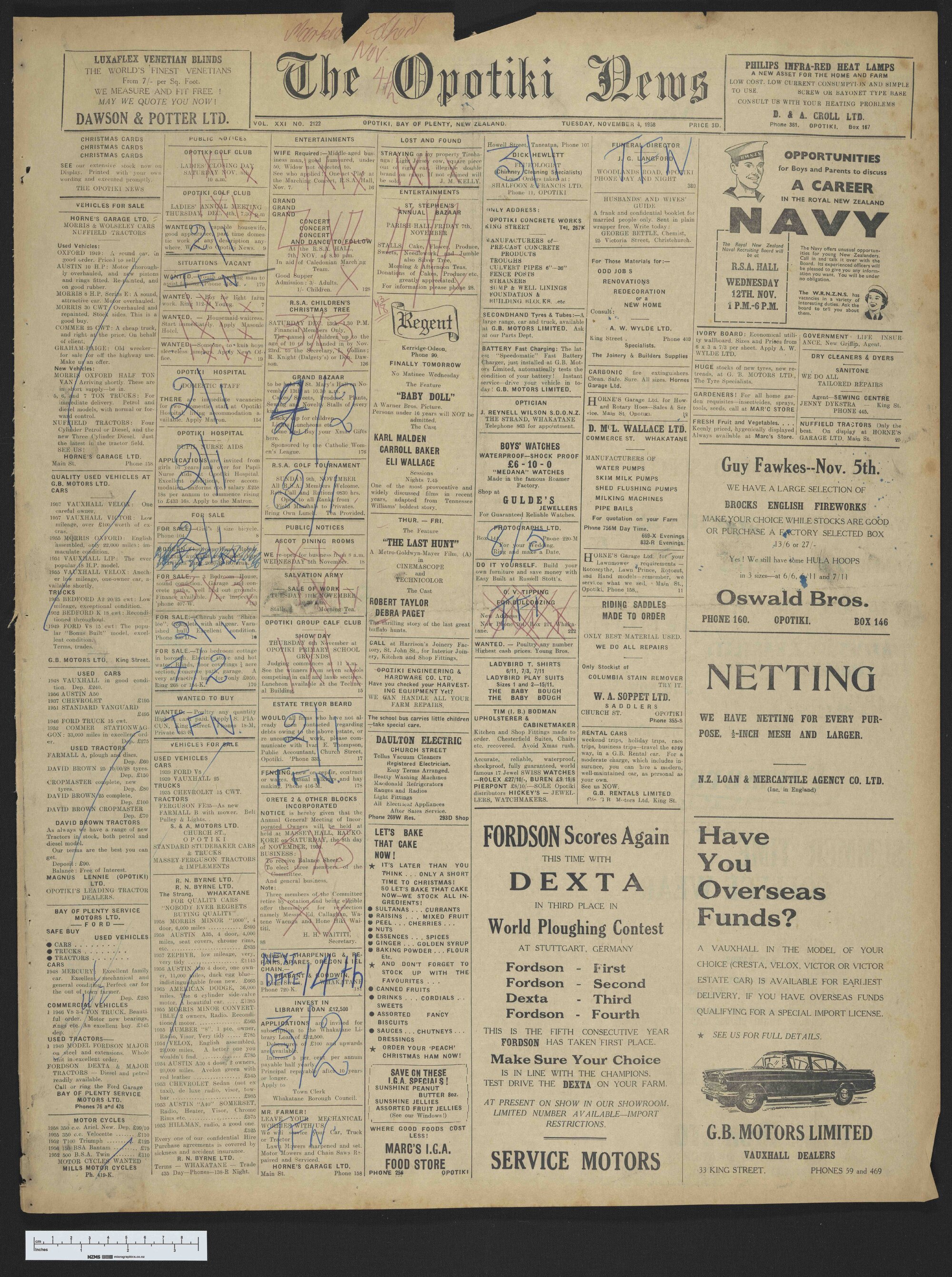 1958-11-04 Opotiki News