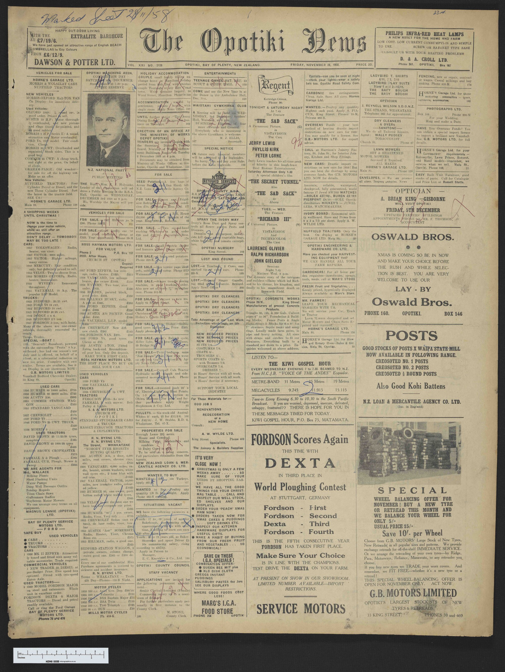 1958-11-28 Opotiki News