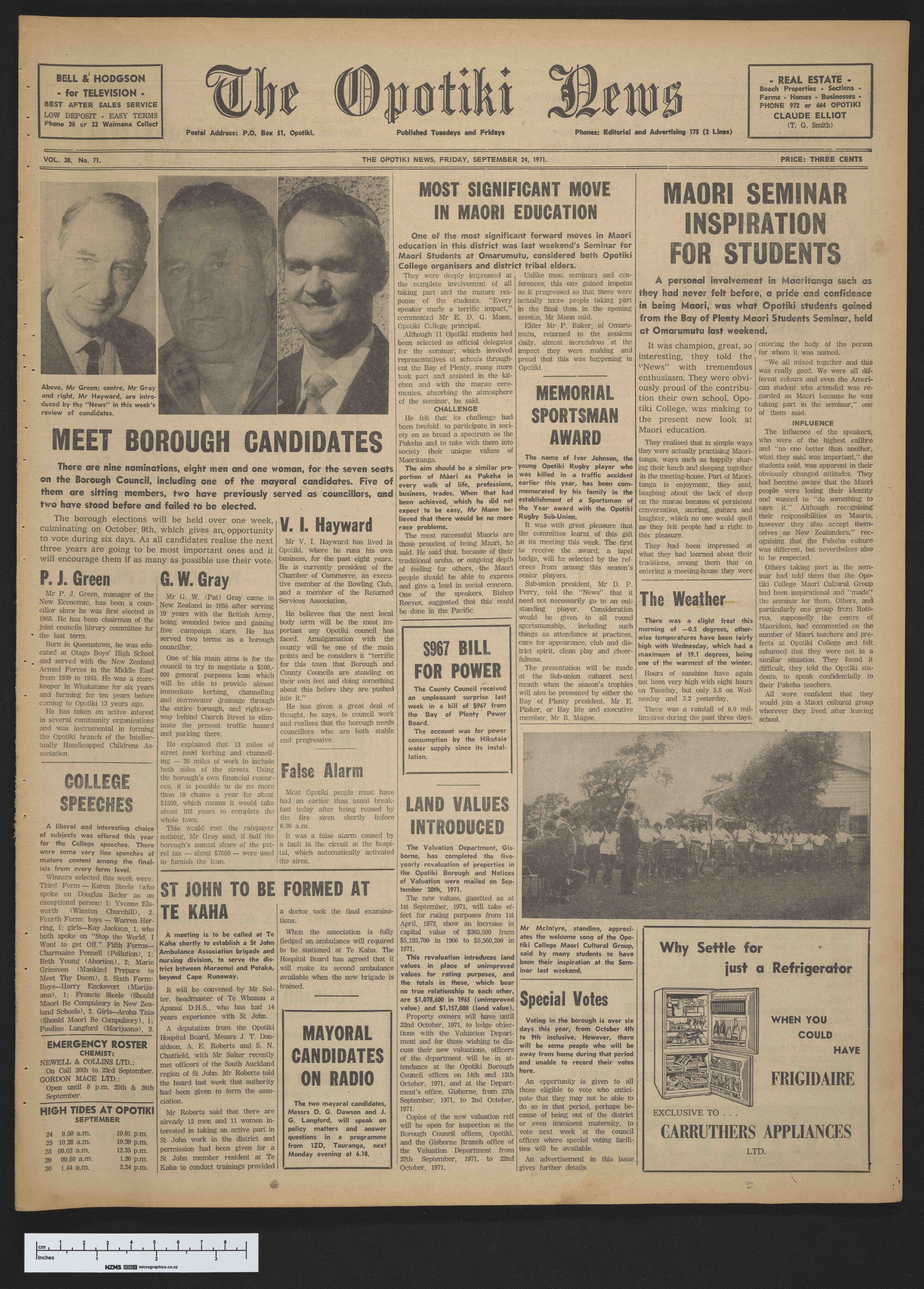 1971-09-24 Opotiki News