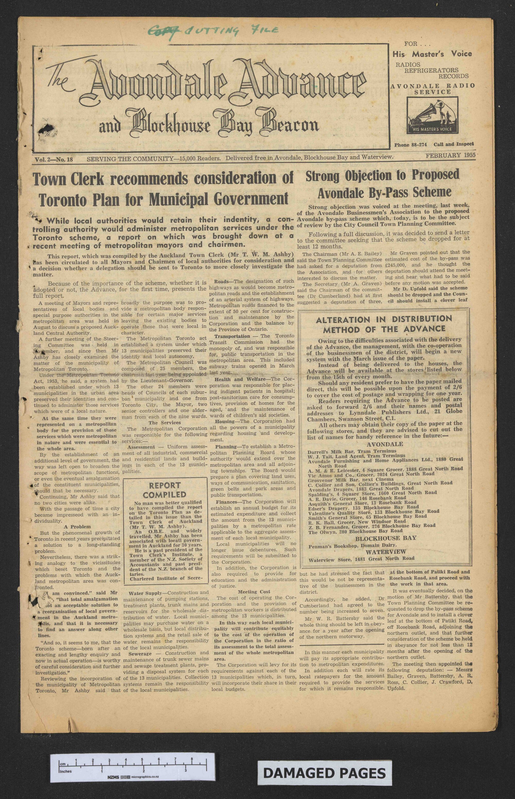 1955-02 Avondale Advance and Blockhouse Bay Beacon